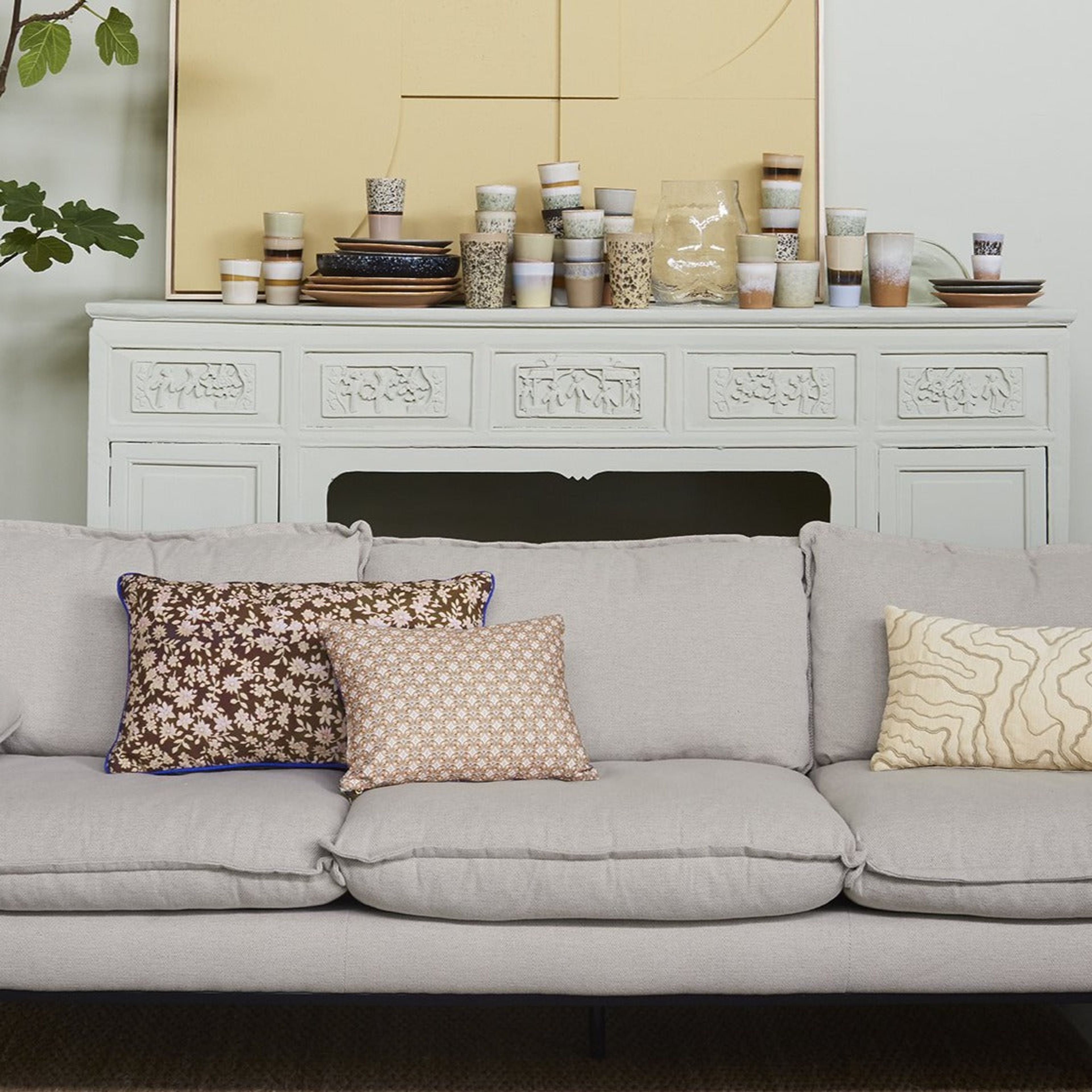 Retro Sofa/ 4 seater/ cozy beige