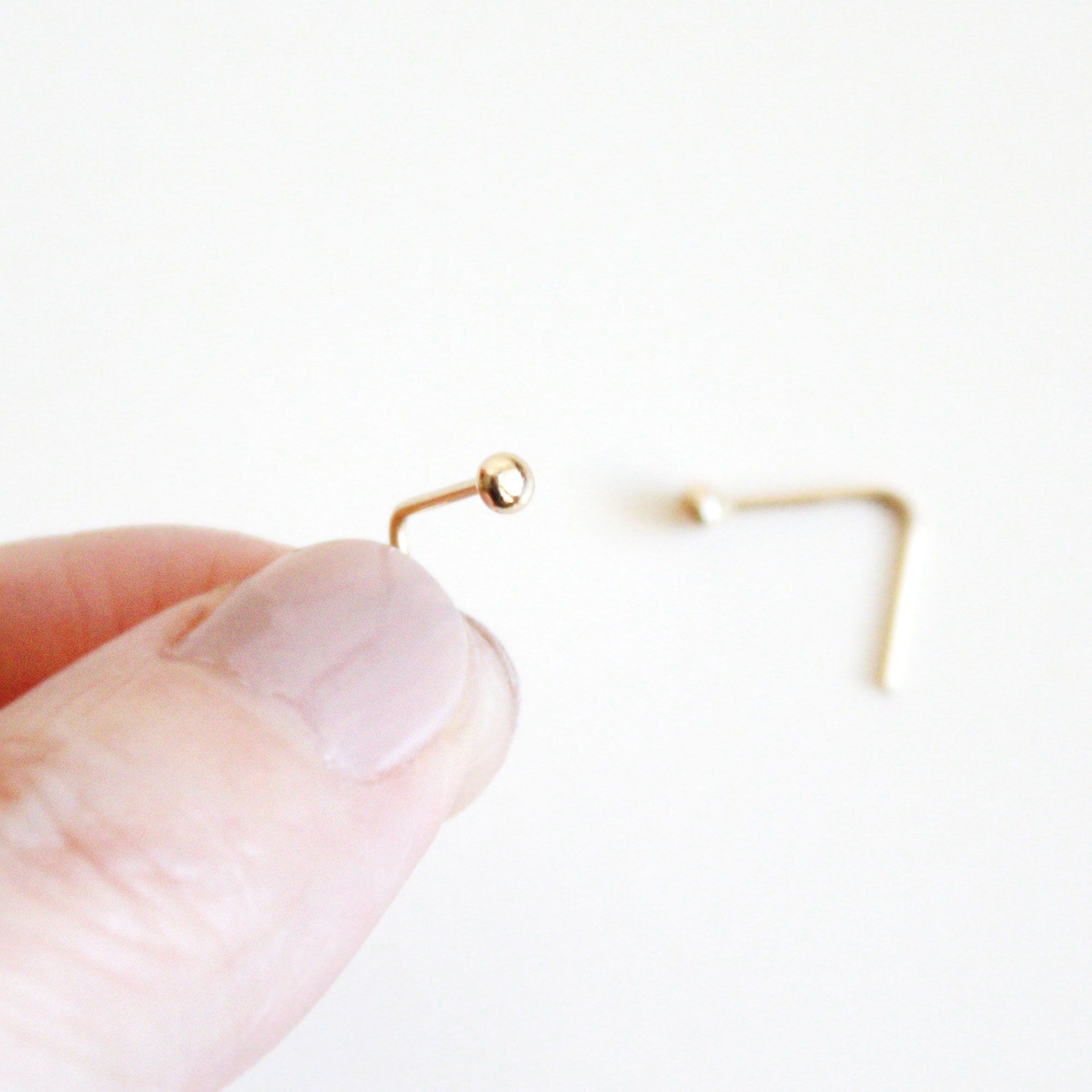 14K Gold Tiny Grain Hook Earrings