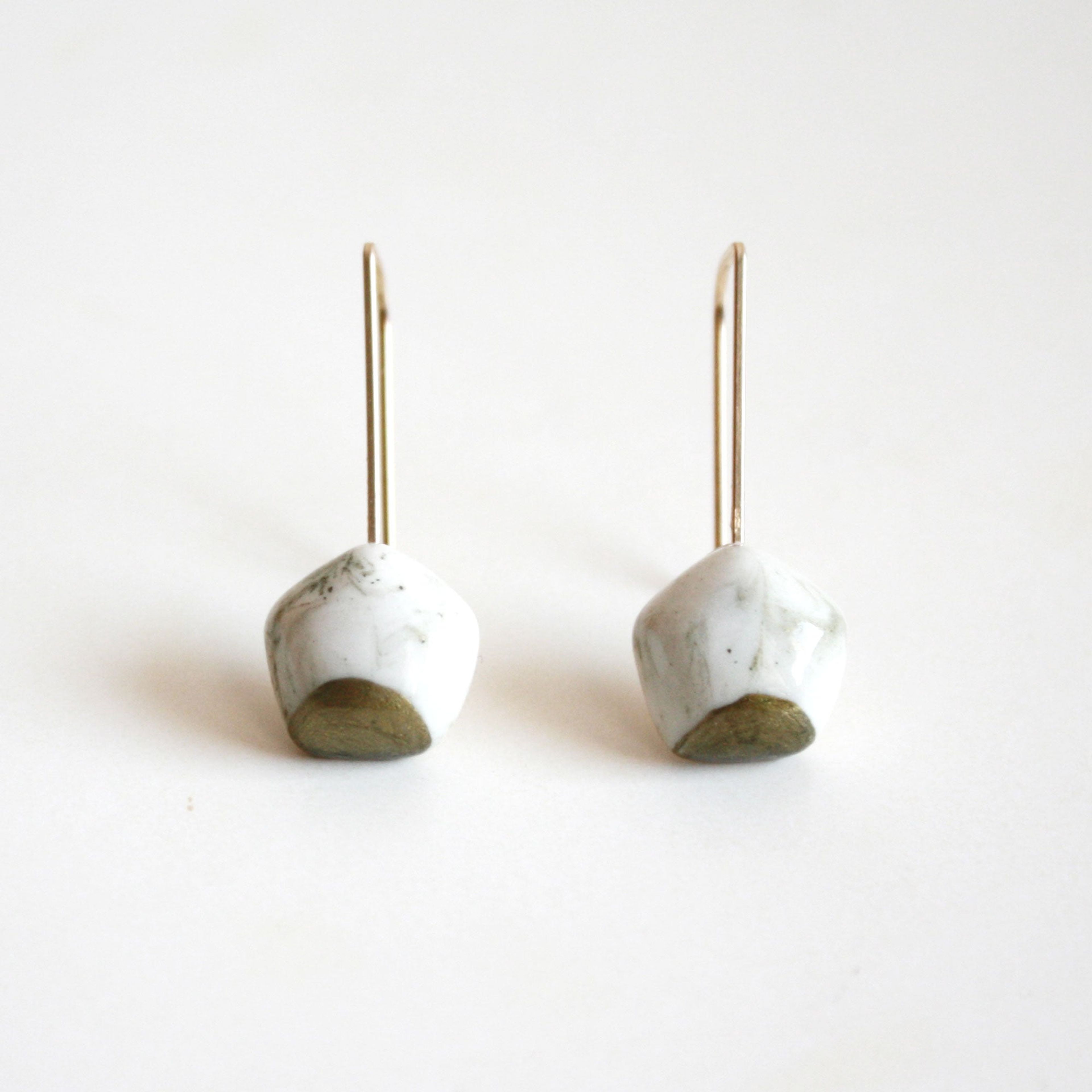 Organic Pentagon Earrings accented with Gold Color