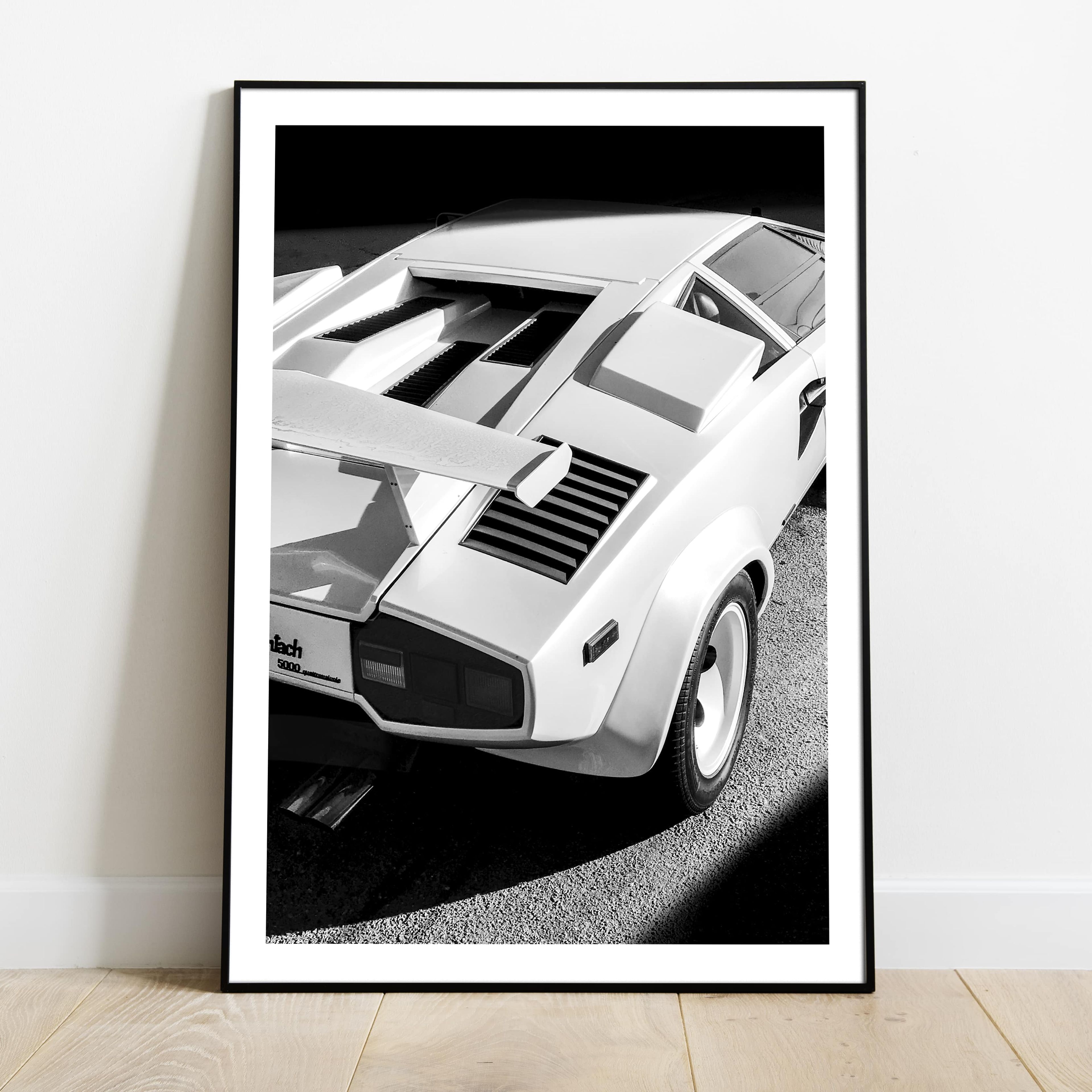 Lamborghini Countach Rear, Black & White Print