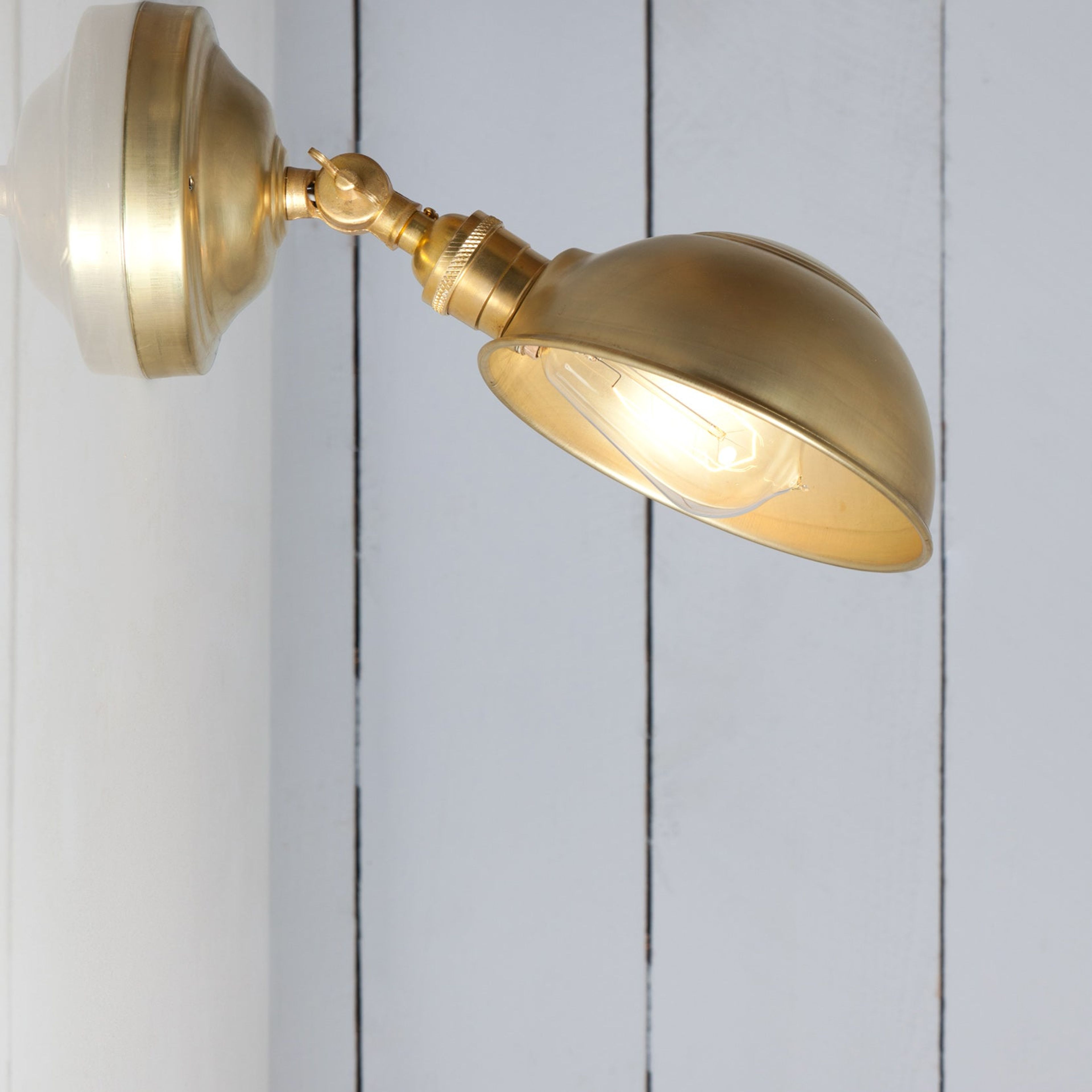 Industrial Lighting - Brass Shade Wall Sconce - Angled Lamp