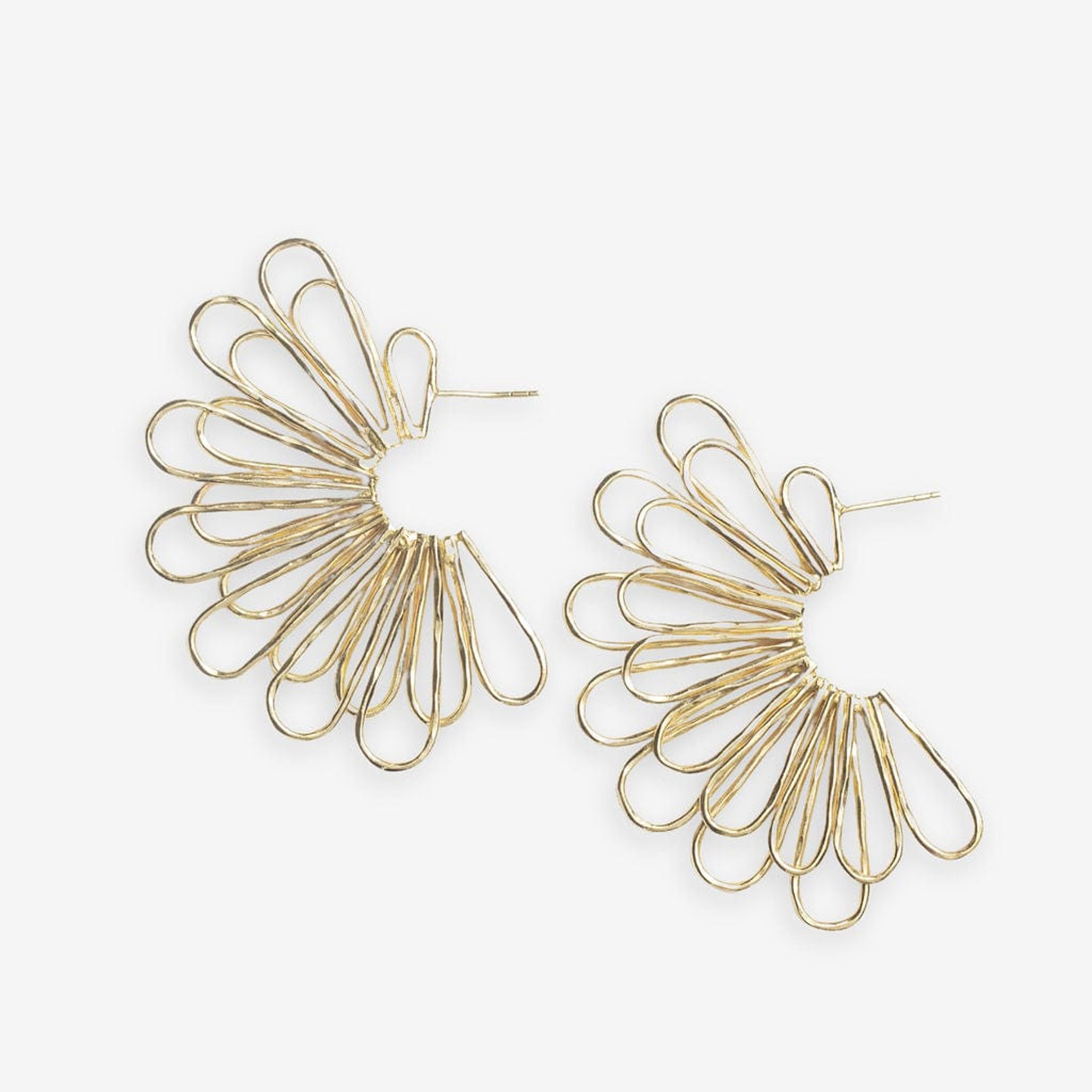 Florence Fanned Layered Loops Post Earrings Brass