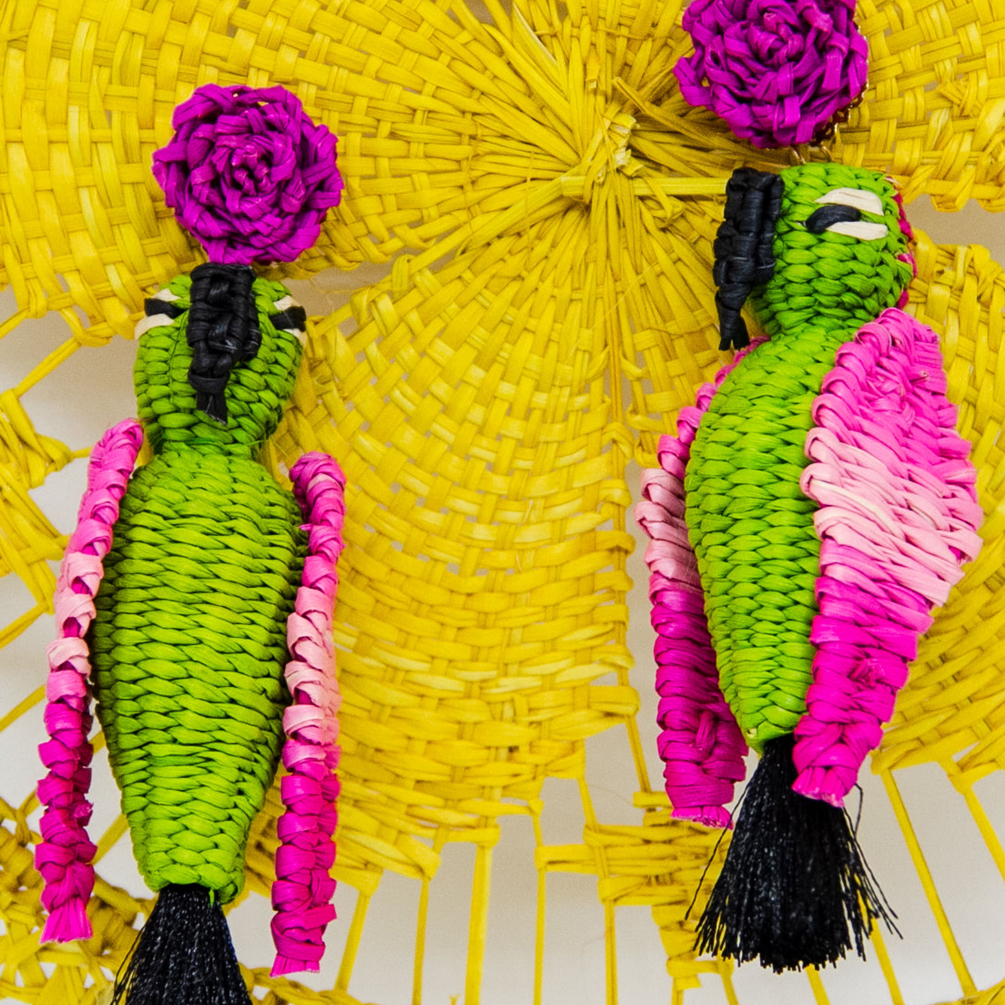 Paradise Parrot Earrings | Green/Hot Pink