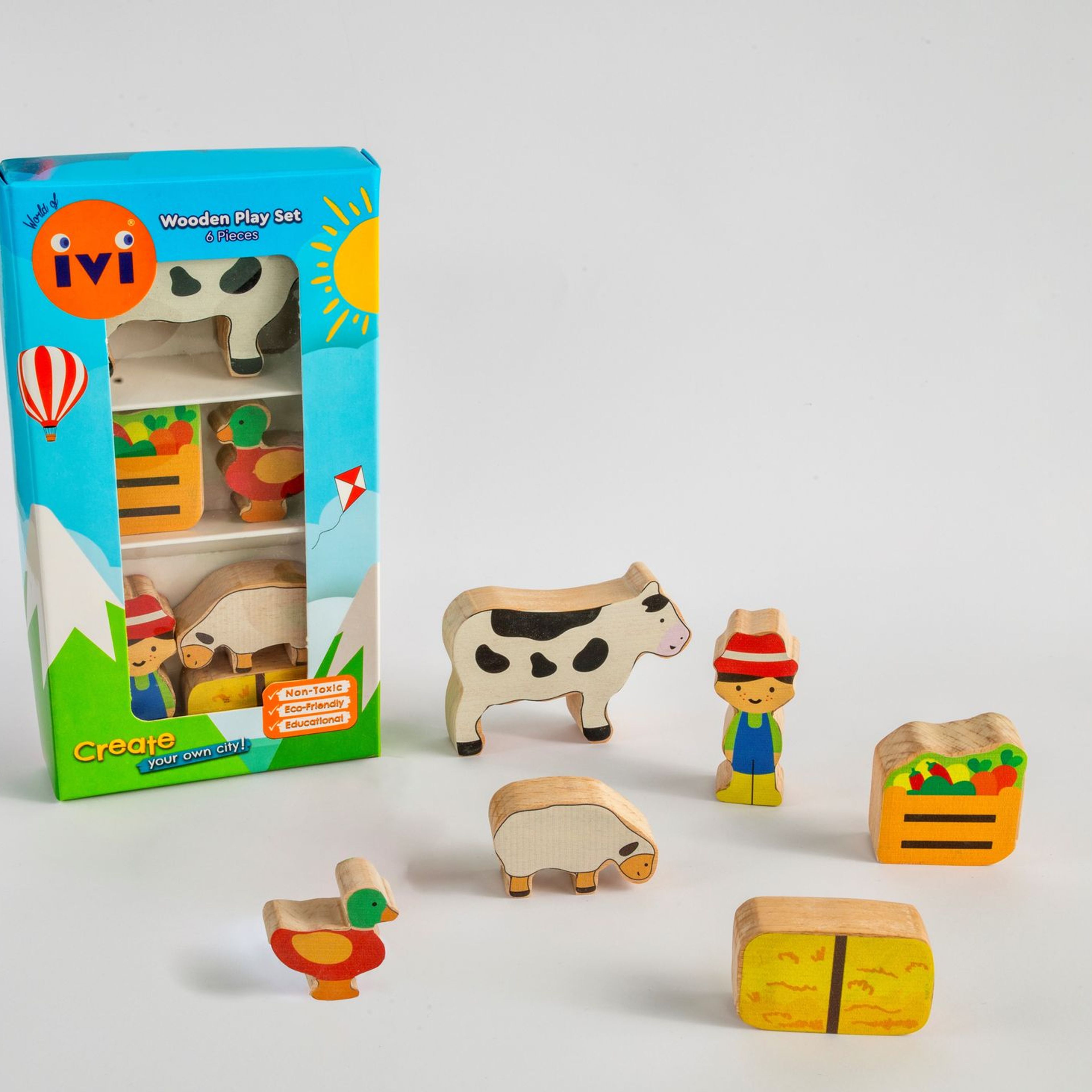 IVI Non-Toxic Farm Wooden Toy Set