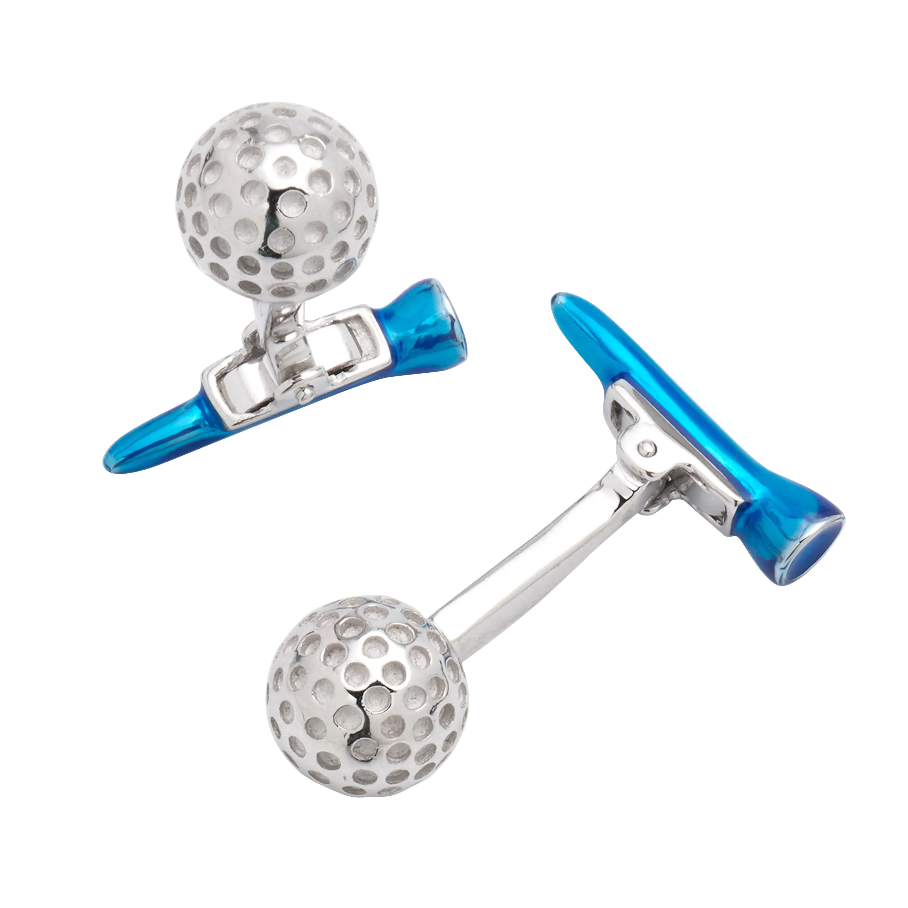 Golf Ball and Tee Sterling Silver Cufflinks I Jan Leslie