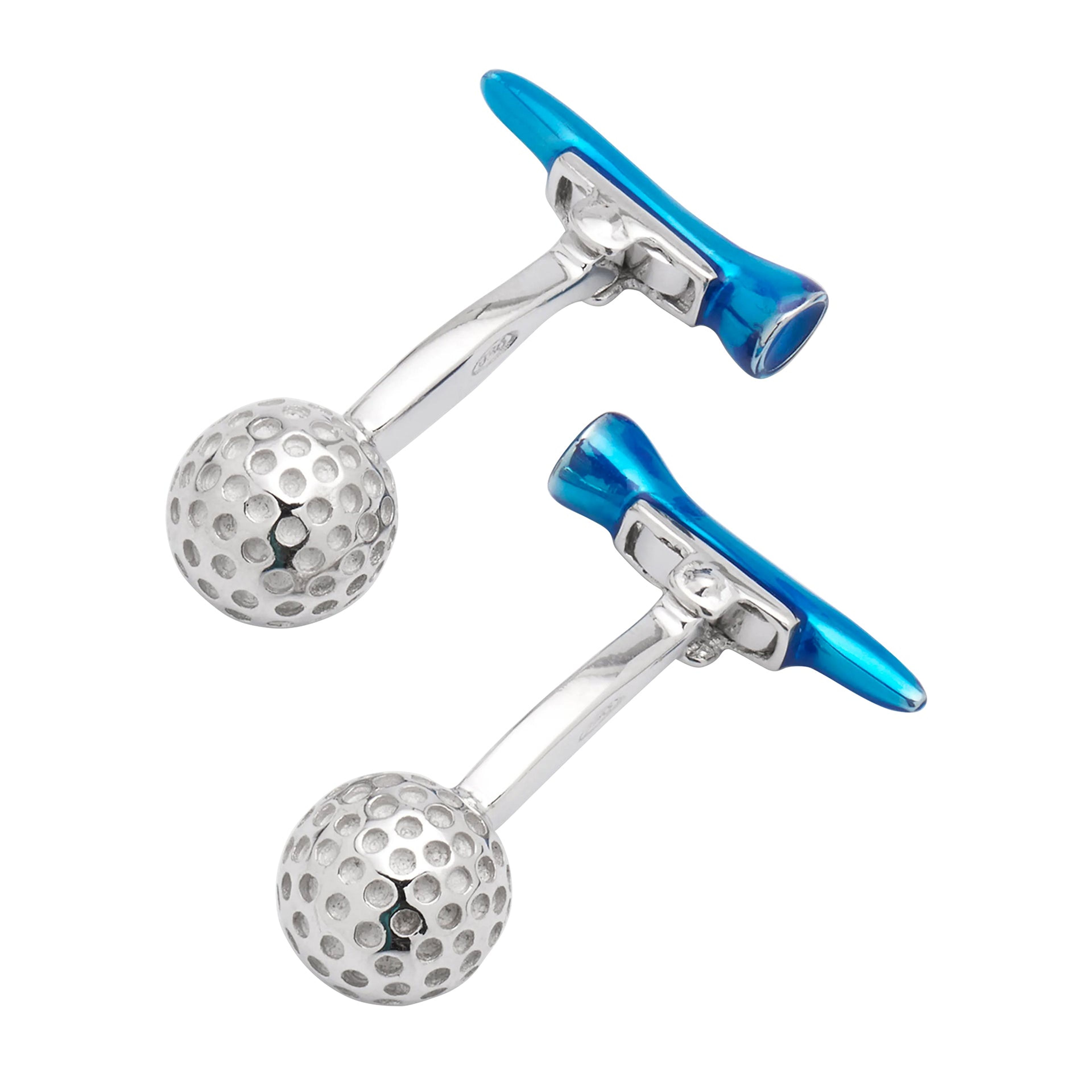 Golf Ball and Tee Sterling Silver Cufflinks I Jan Leslie