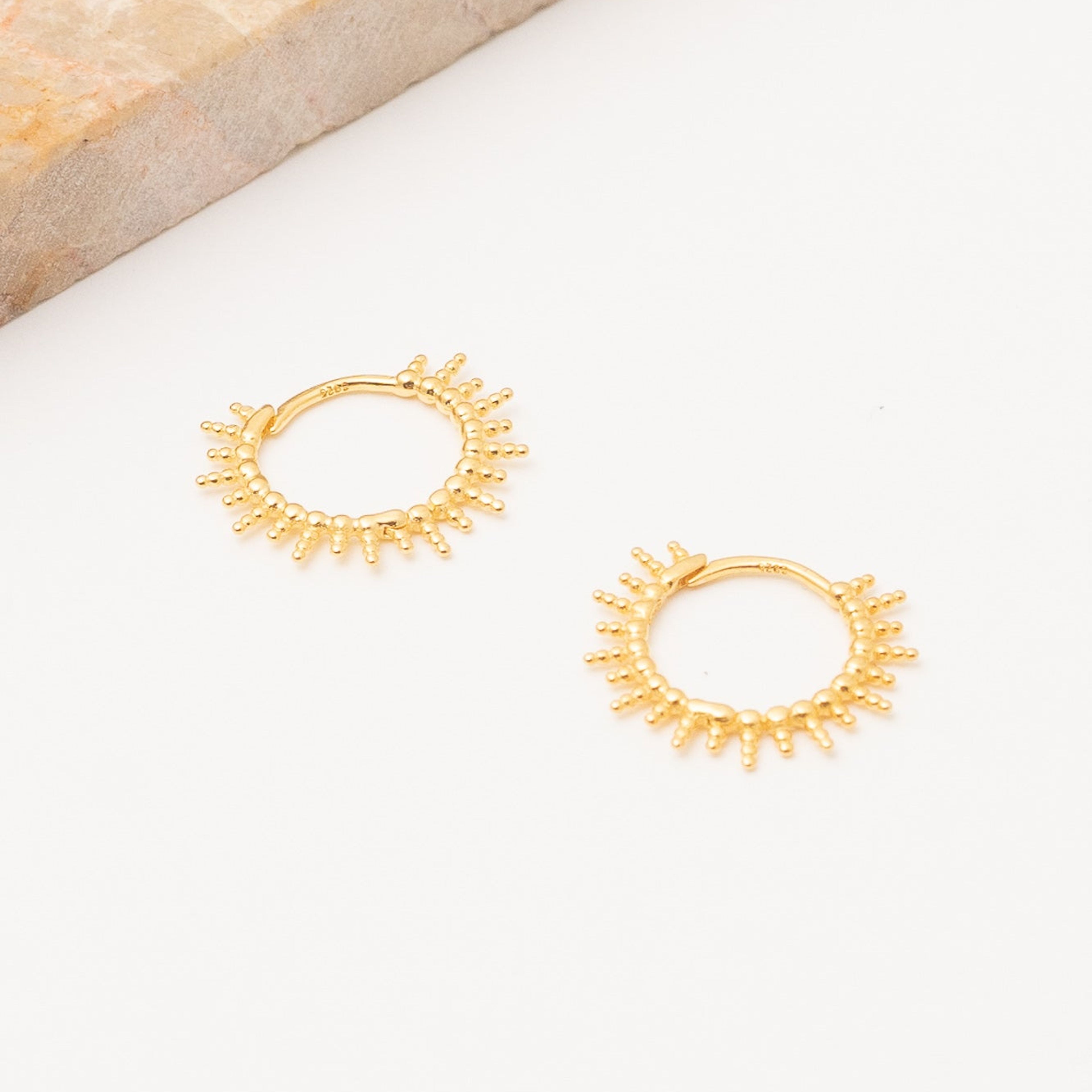 Soleil Huggie Hoop Earrings | 18k Gold Plating over .925 Silver