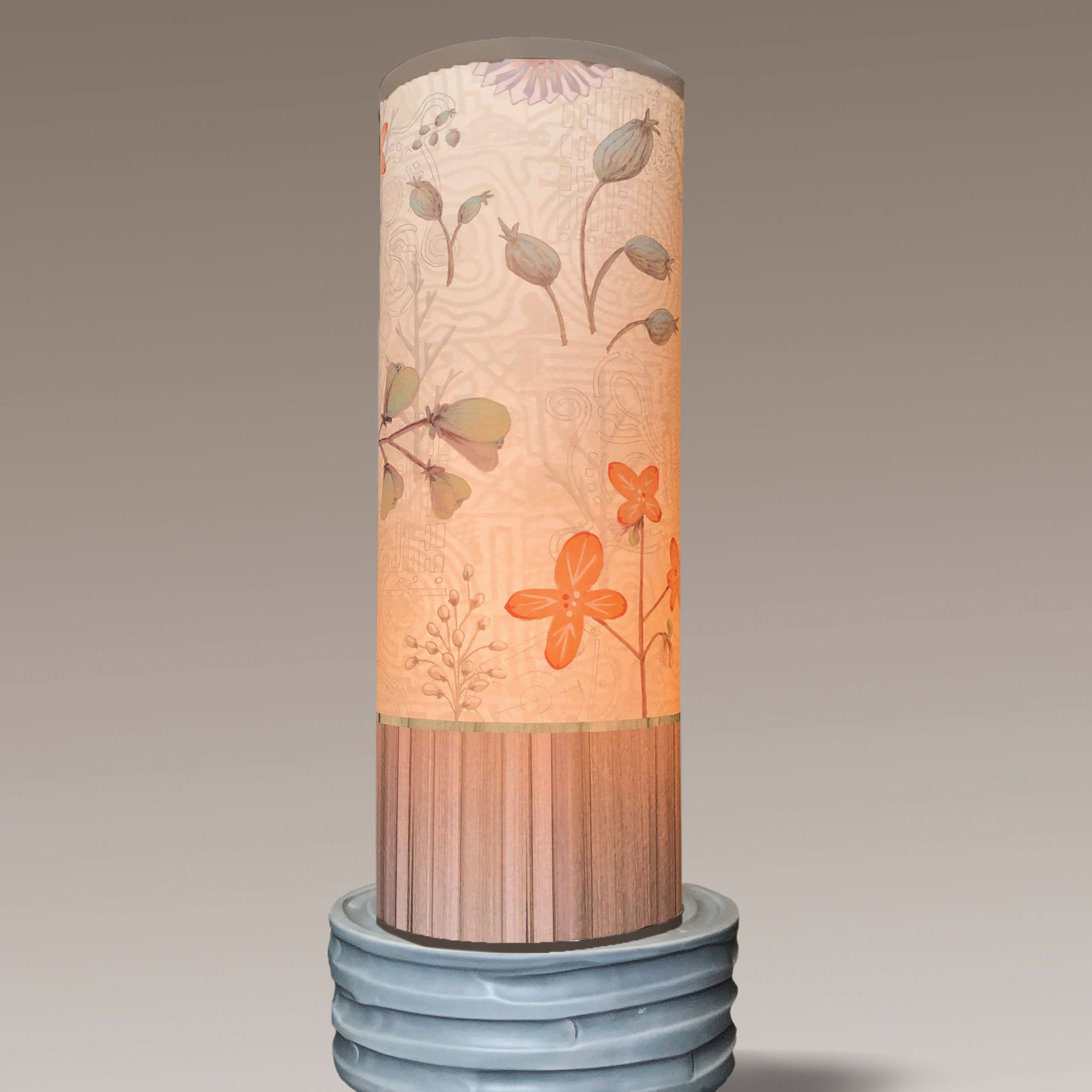Ceramic Luminaire Accent Lamp with Flora and Maze Shade