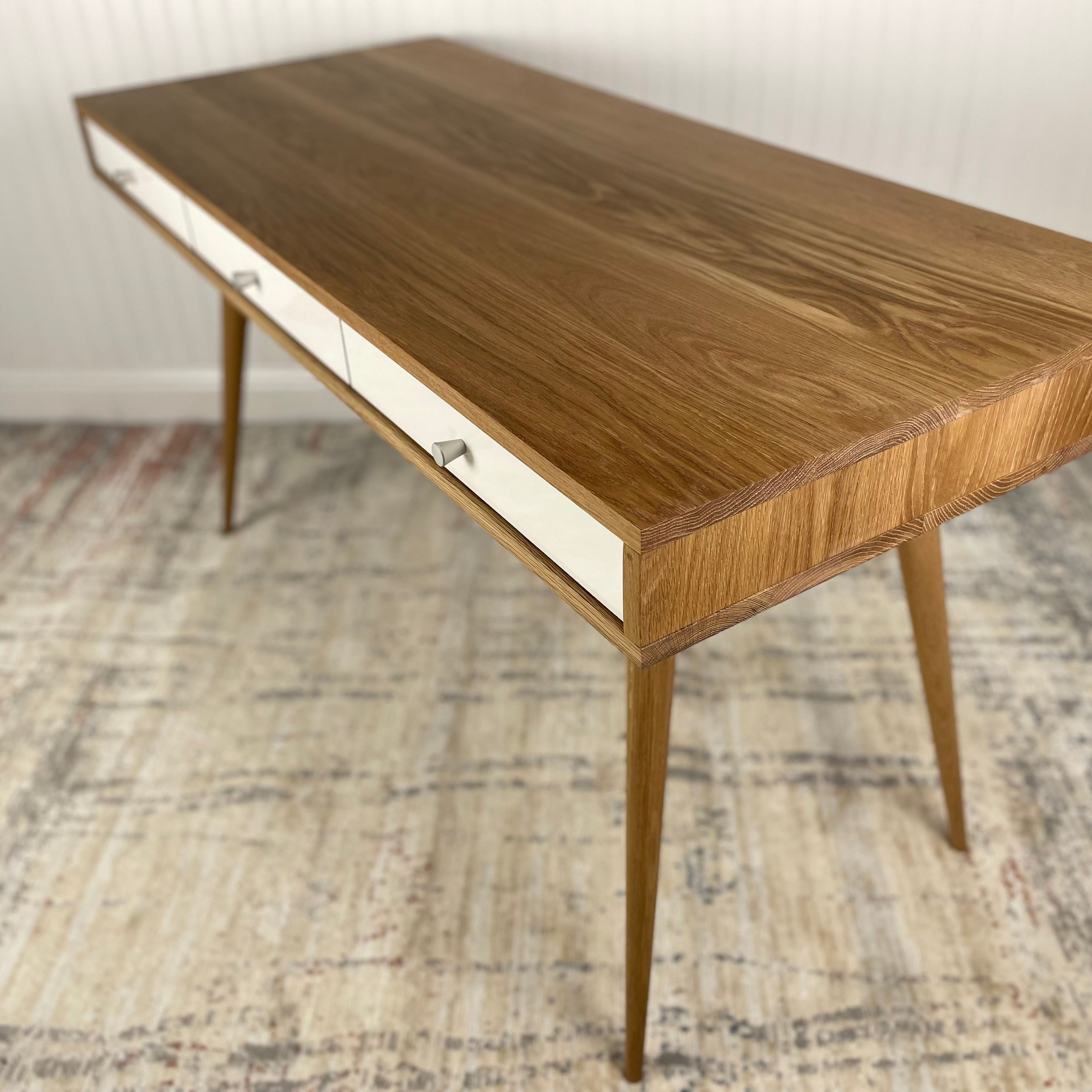 White Oak Mid Century Desk with Cord Management Available now!