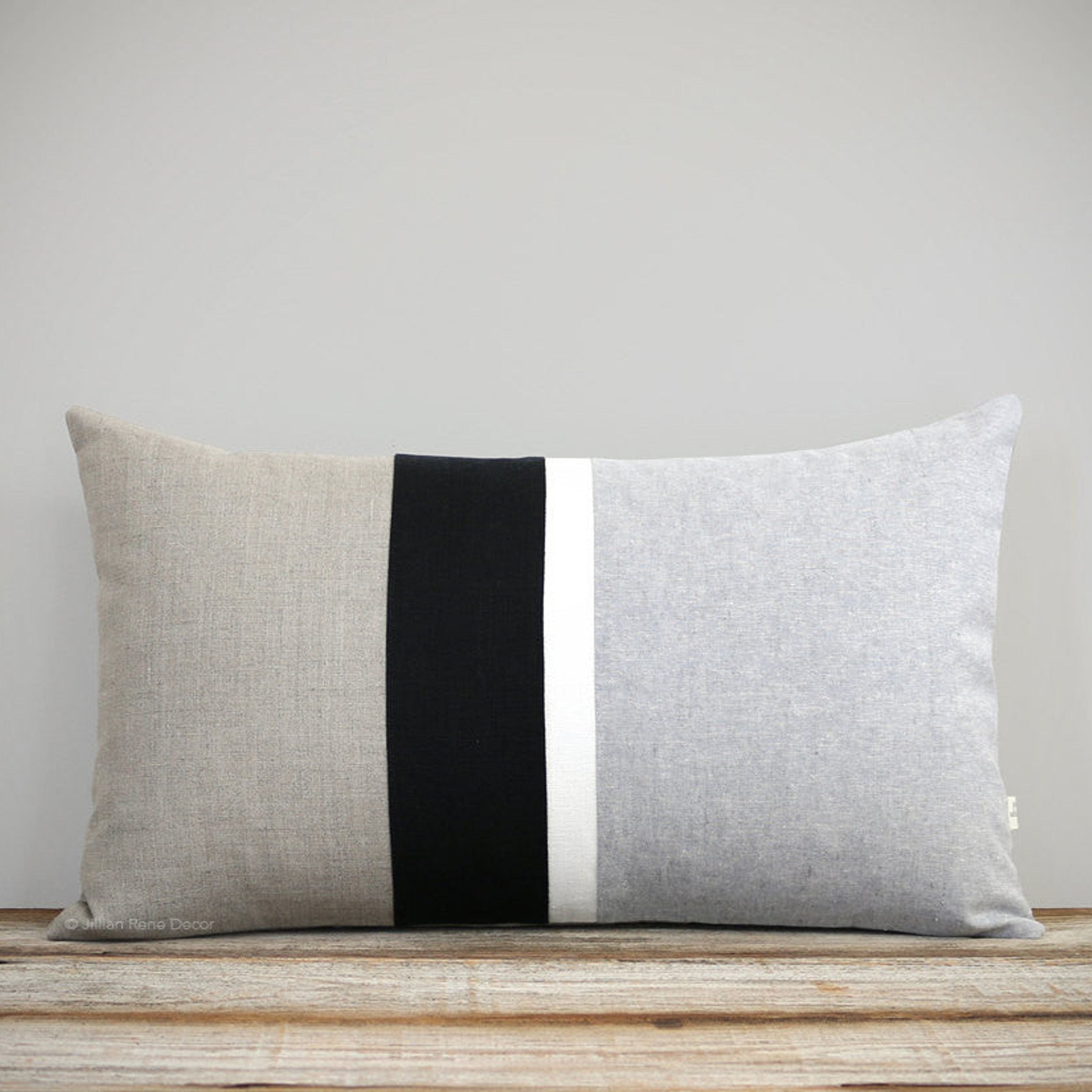 Chambray Striped Pillow - Black