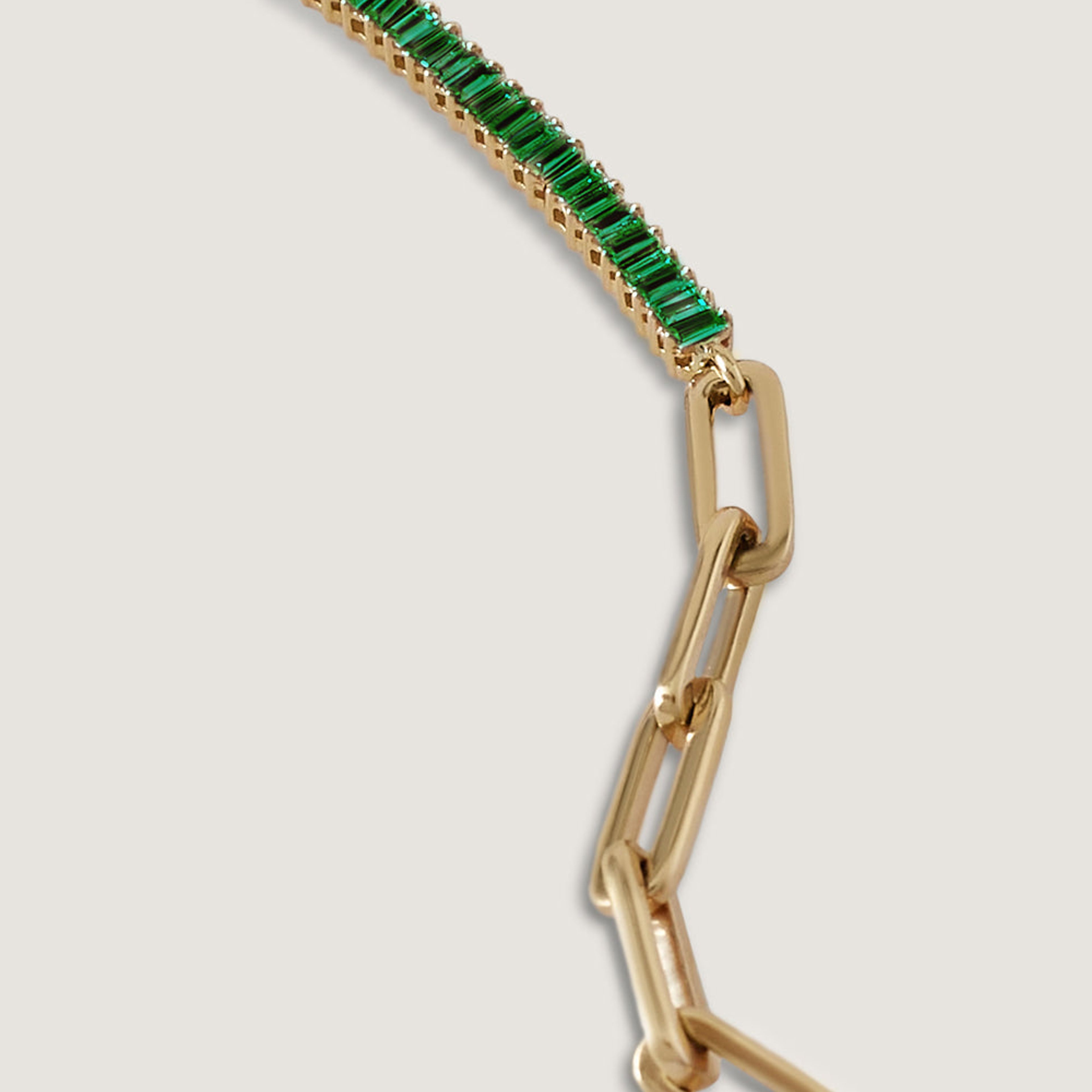 Serena Baguette Tennis Link Bracelet Emerald