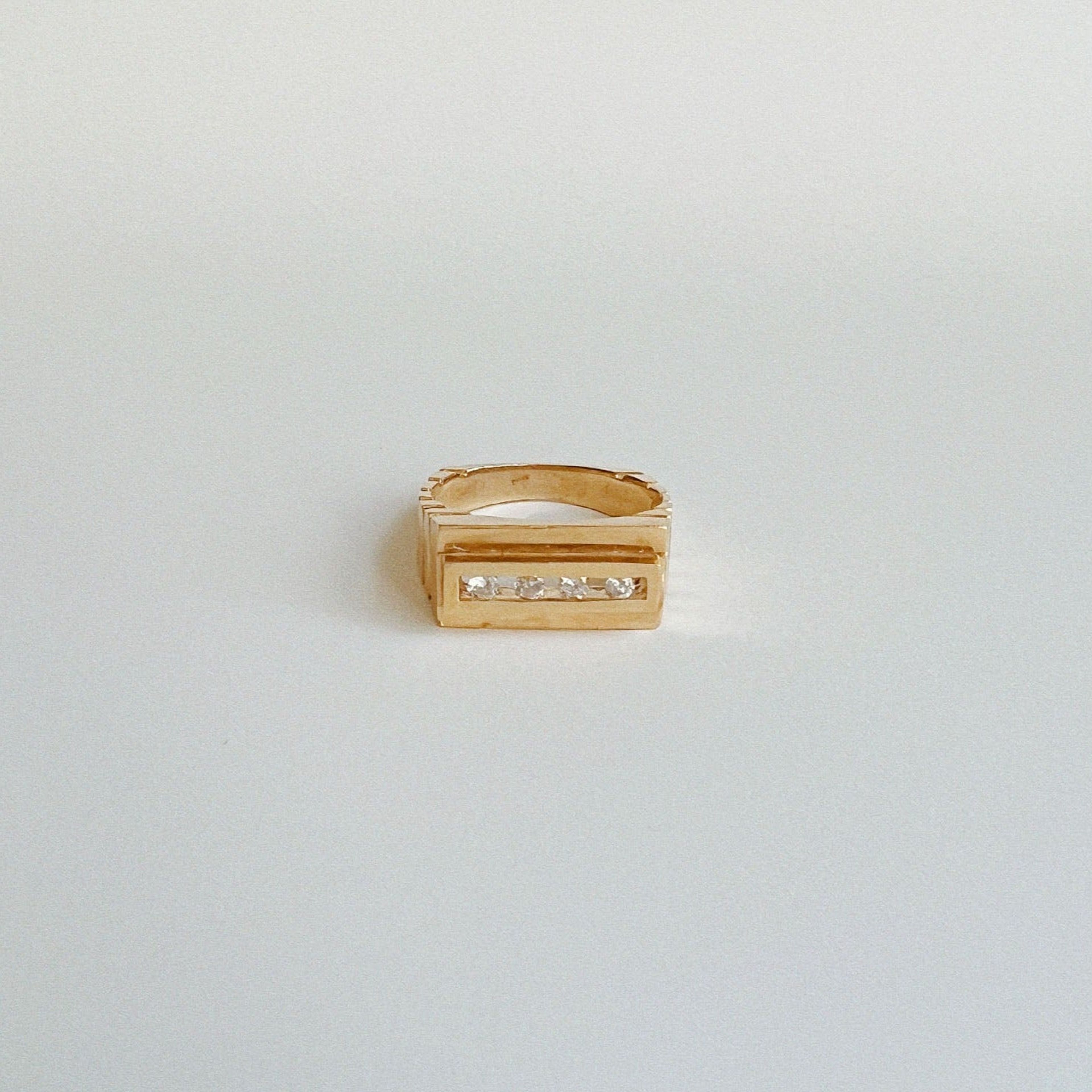 Vintage Four Diamond Signet Ring