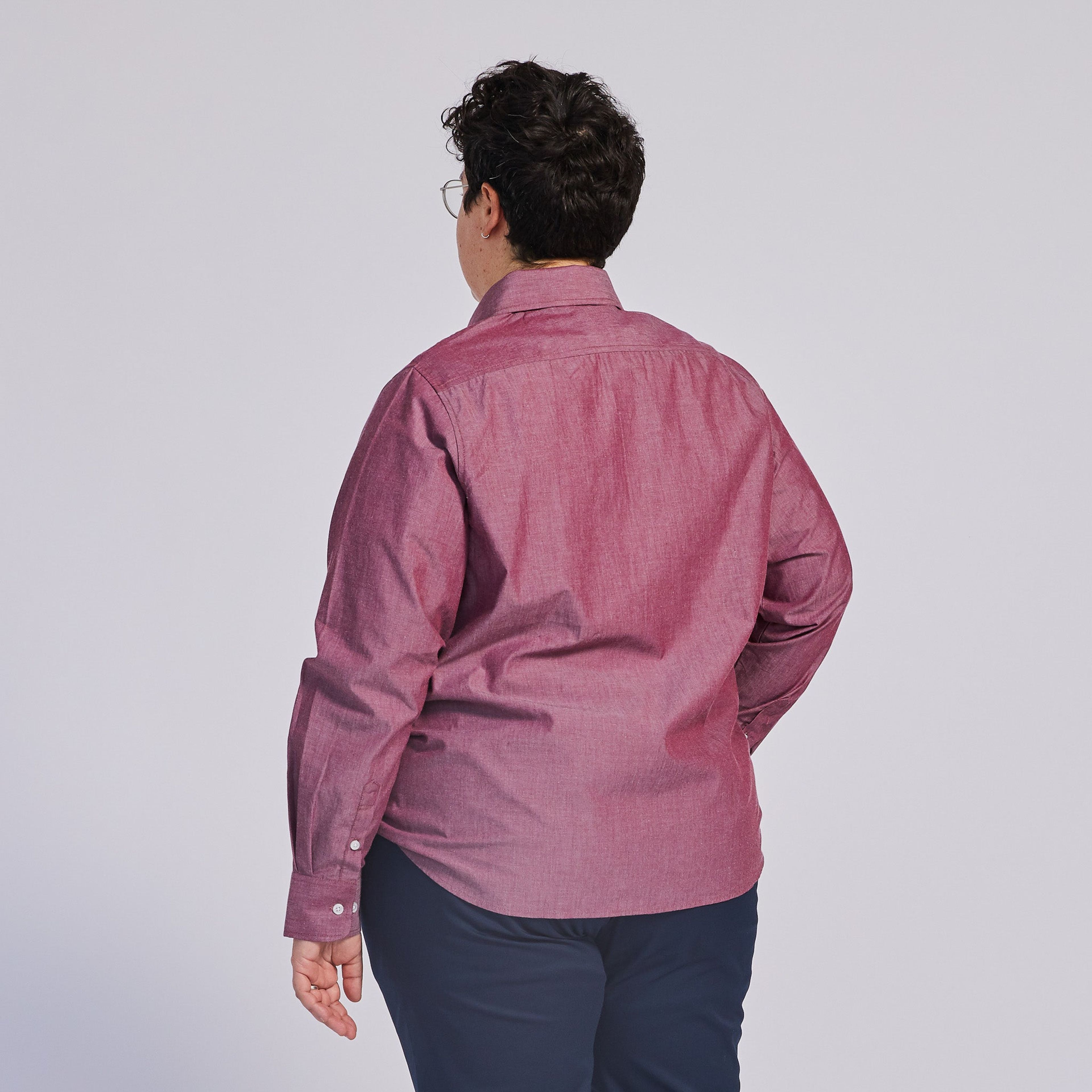 Red Chambray Point Collar Shirt