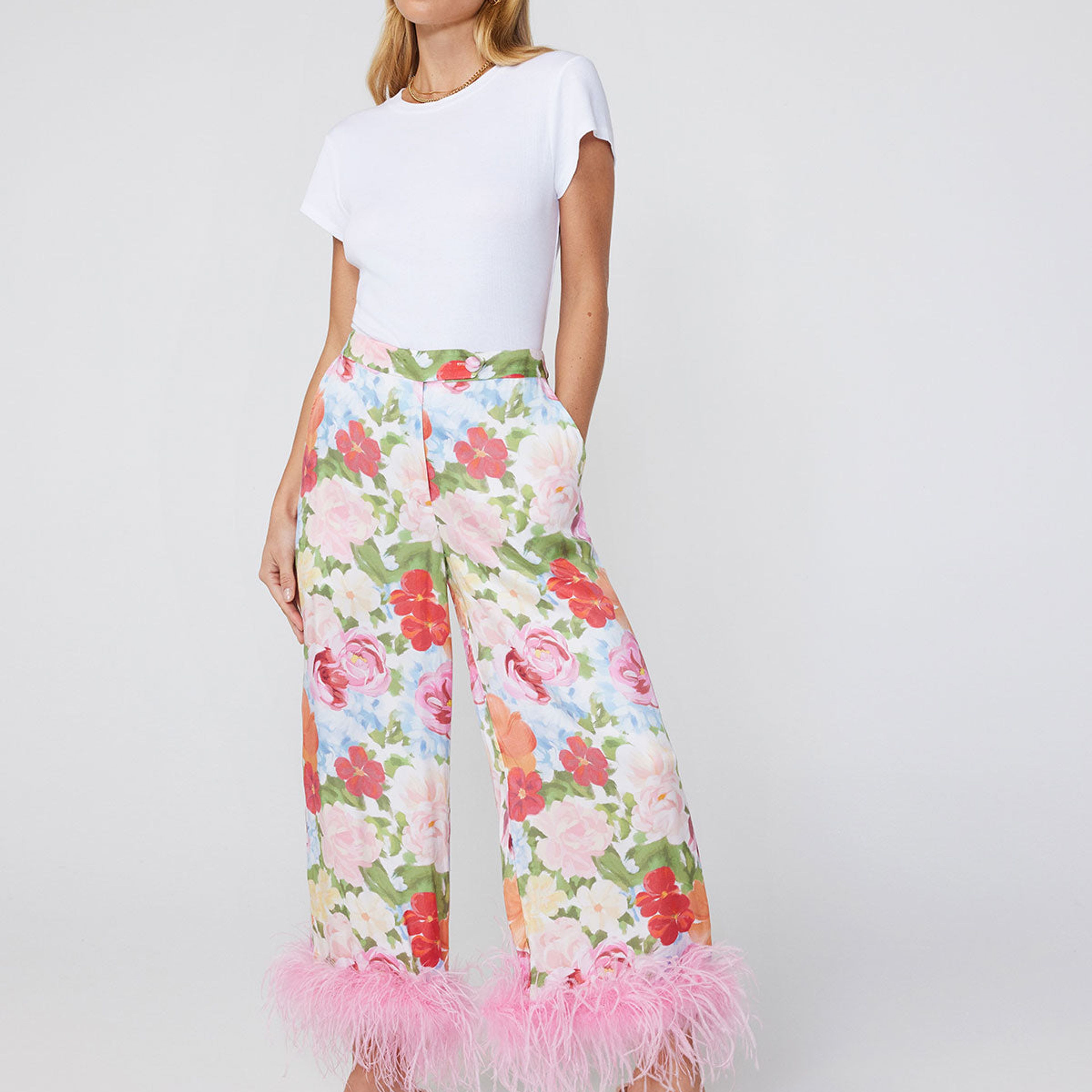 Apollo Painted Floral Feather Trousers