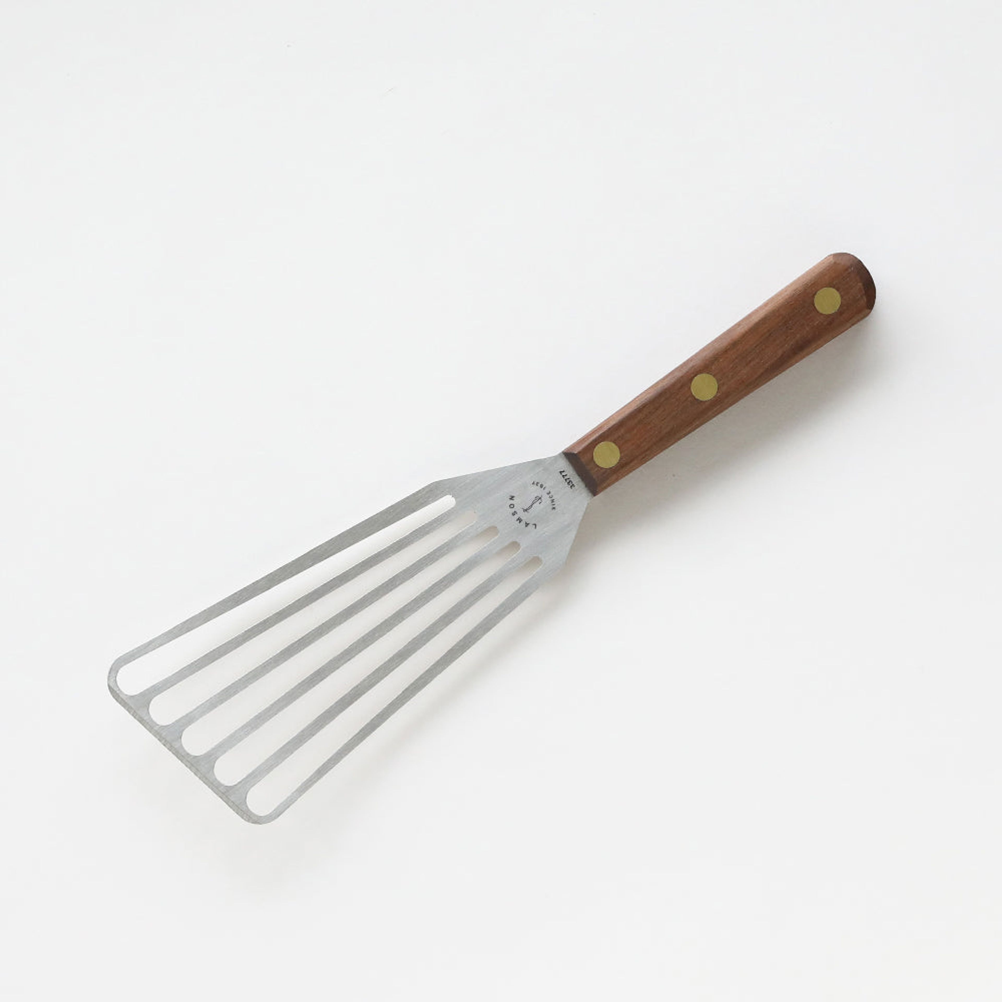 3" x 6" Chef's Slotted Turner with Walnut Handle, Right or Left Hand