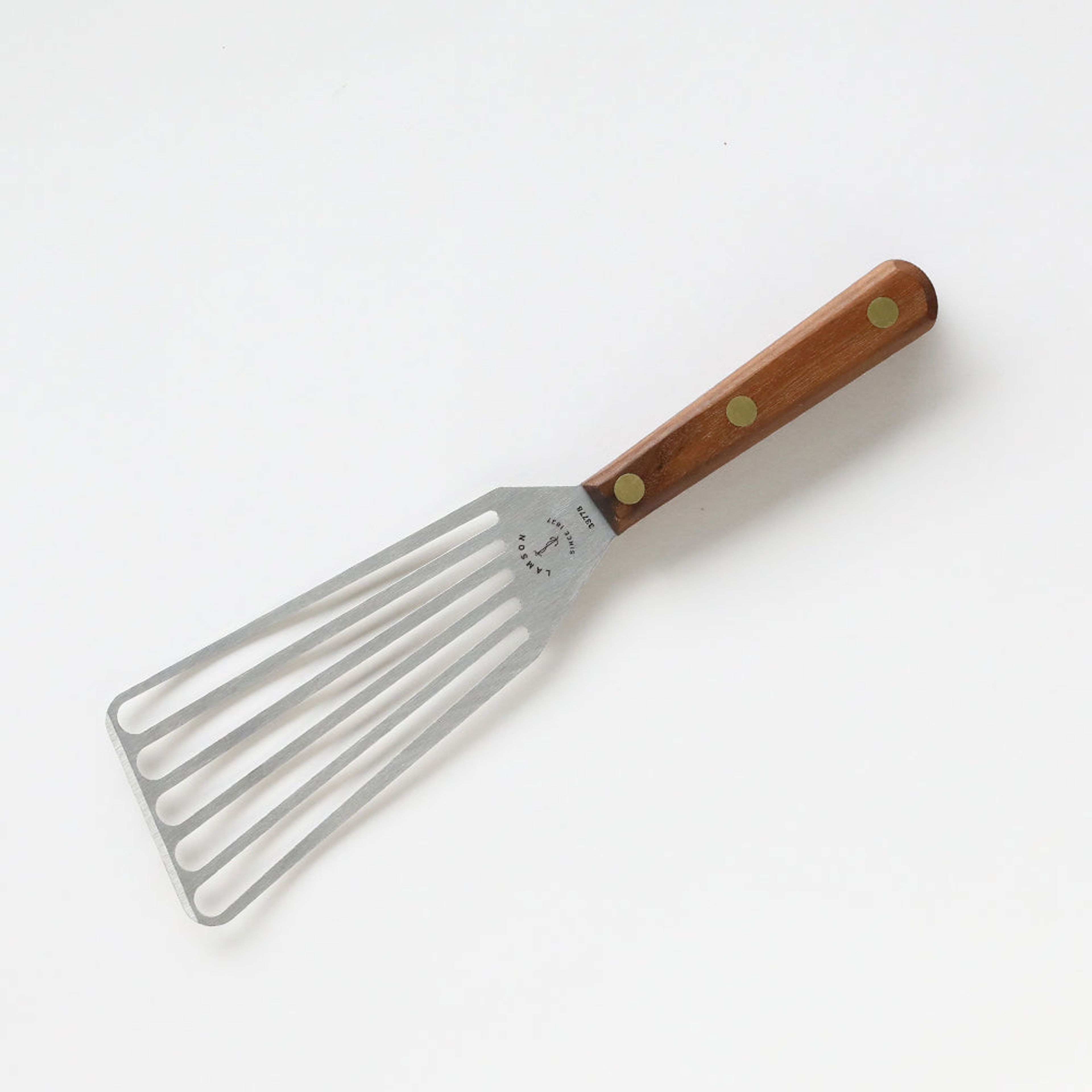 3" x 6" Chef's Slotted Turner with Walnut Handle, Right or Left Hand