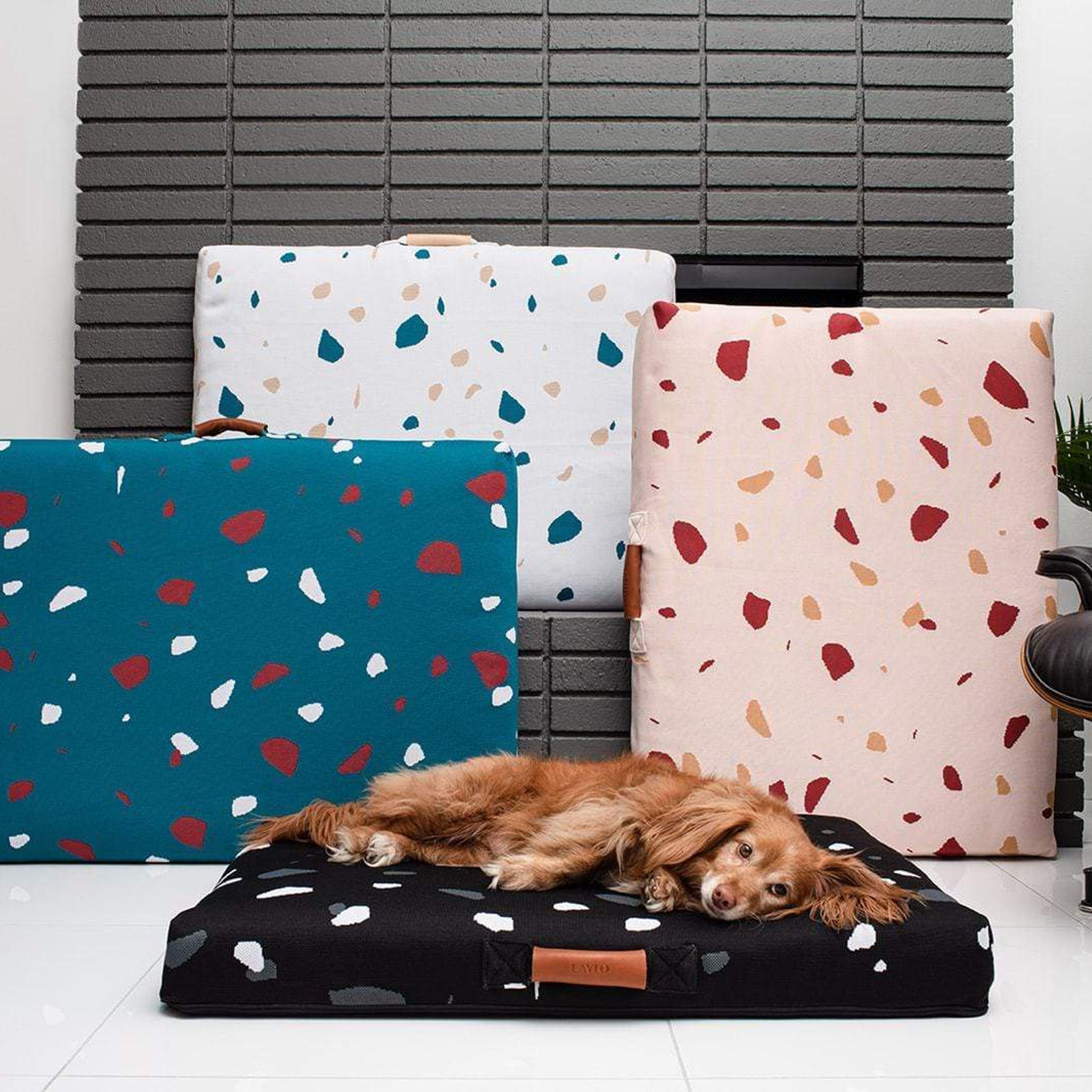 Black Terrazzo | Mid-Century Modern Dog Bed or Bed Cover