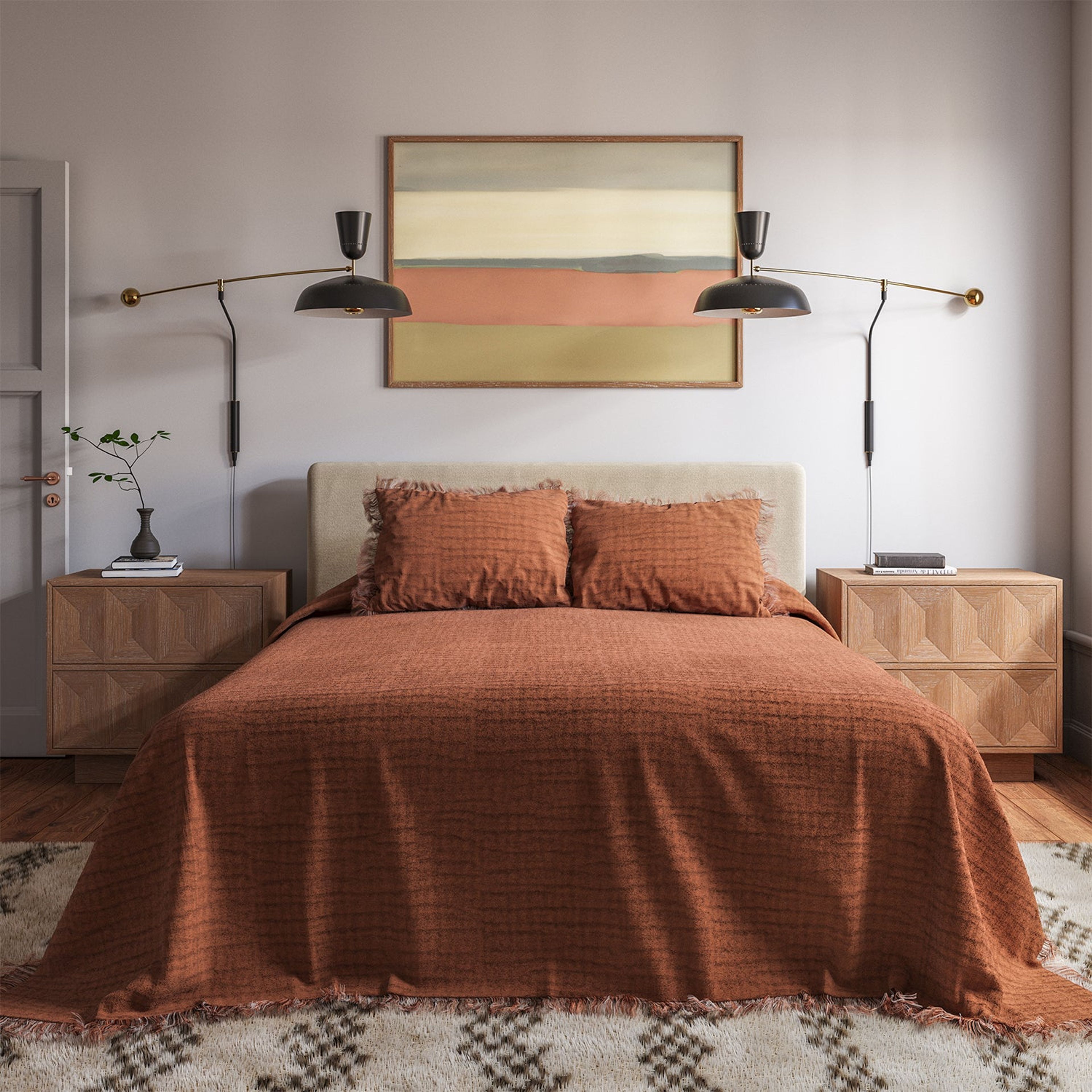 Ernestine Gauze 3-Piece Bedspread Set (Terracotta)