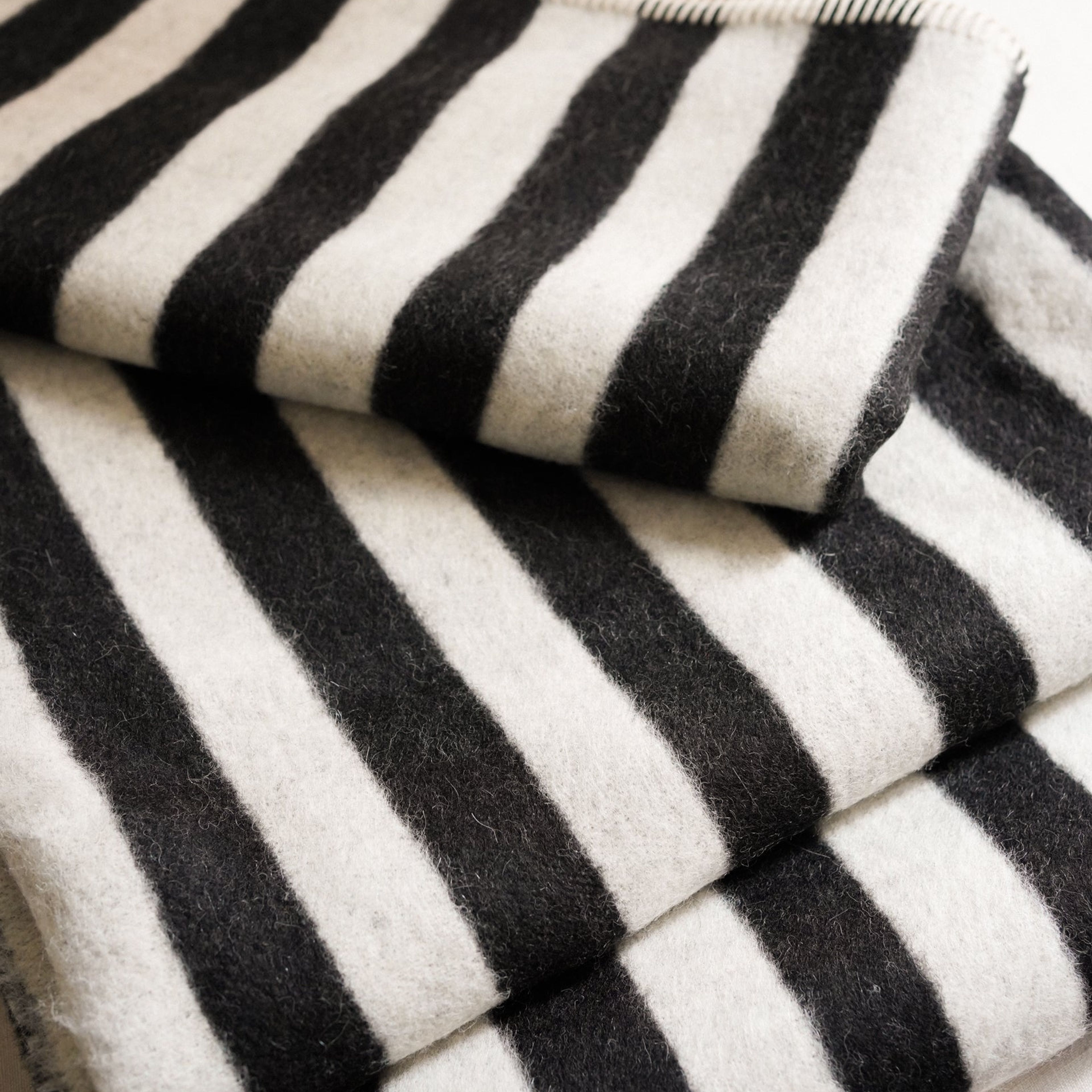Stills Heirloom Blanket in Black & Grey Stripe