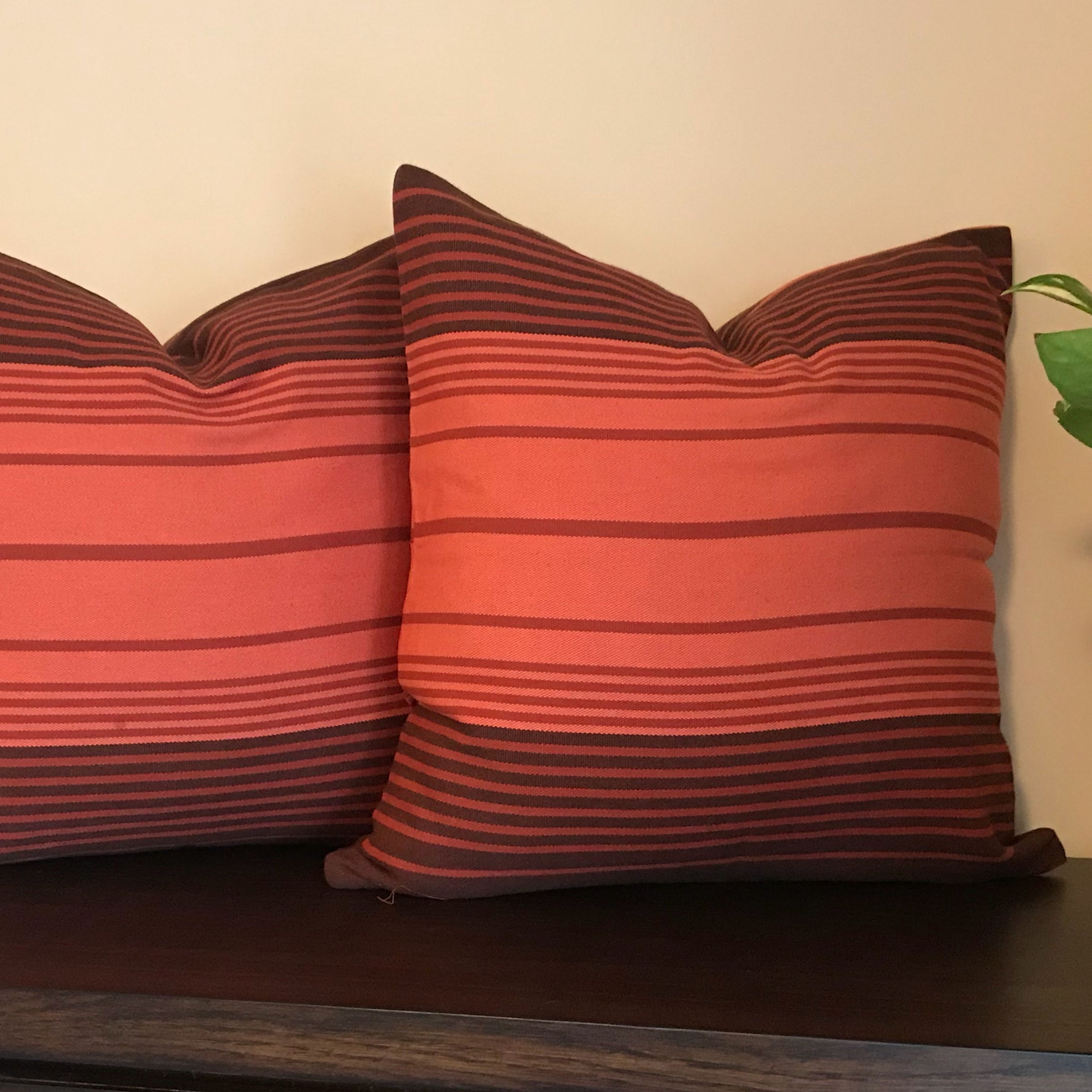 Blush Pink Brown Striped Pillow | BLUSH