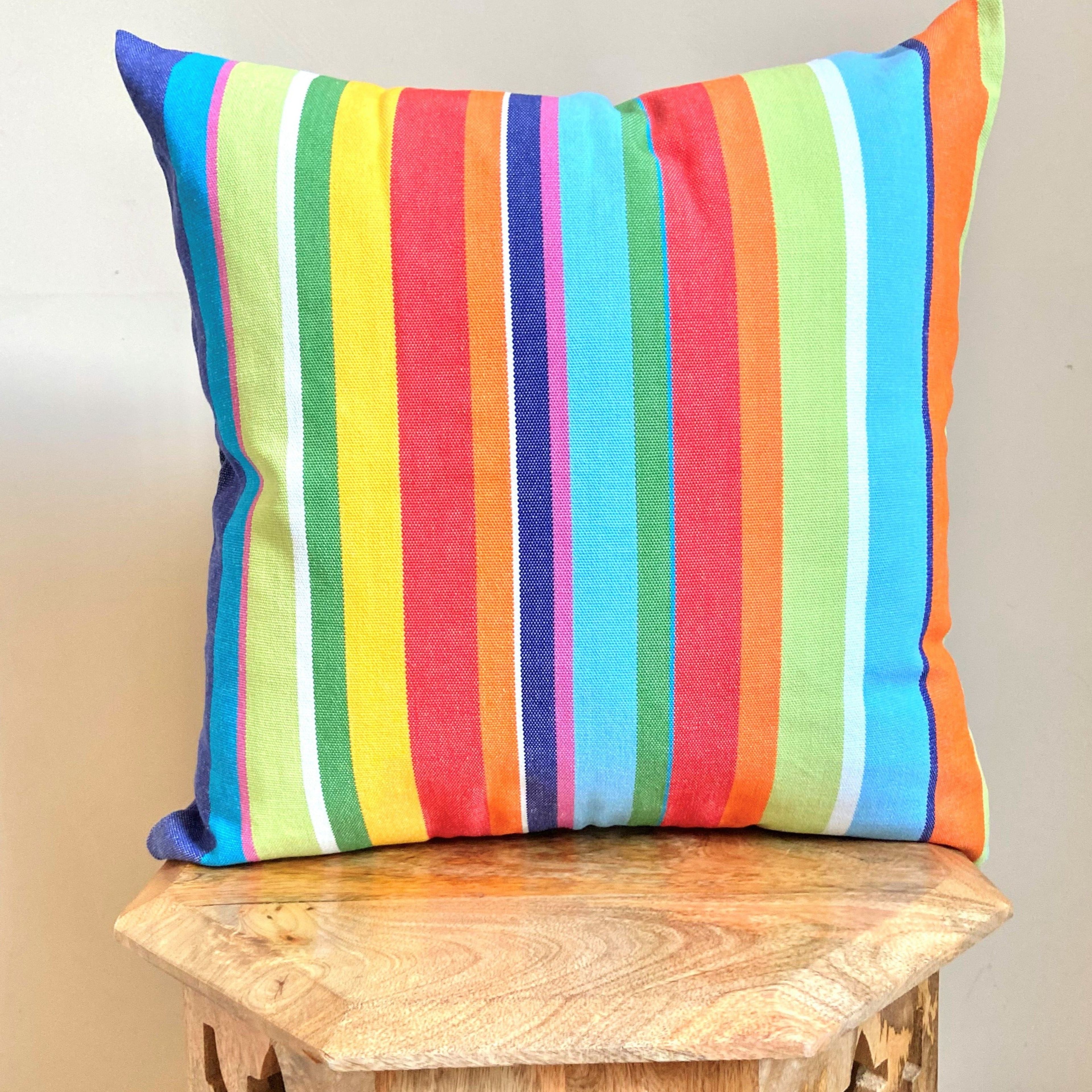 Rainbow Colorful Striped Throw Pillow | RAINBOW