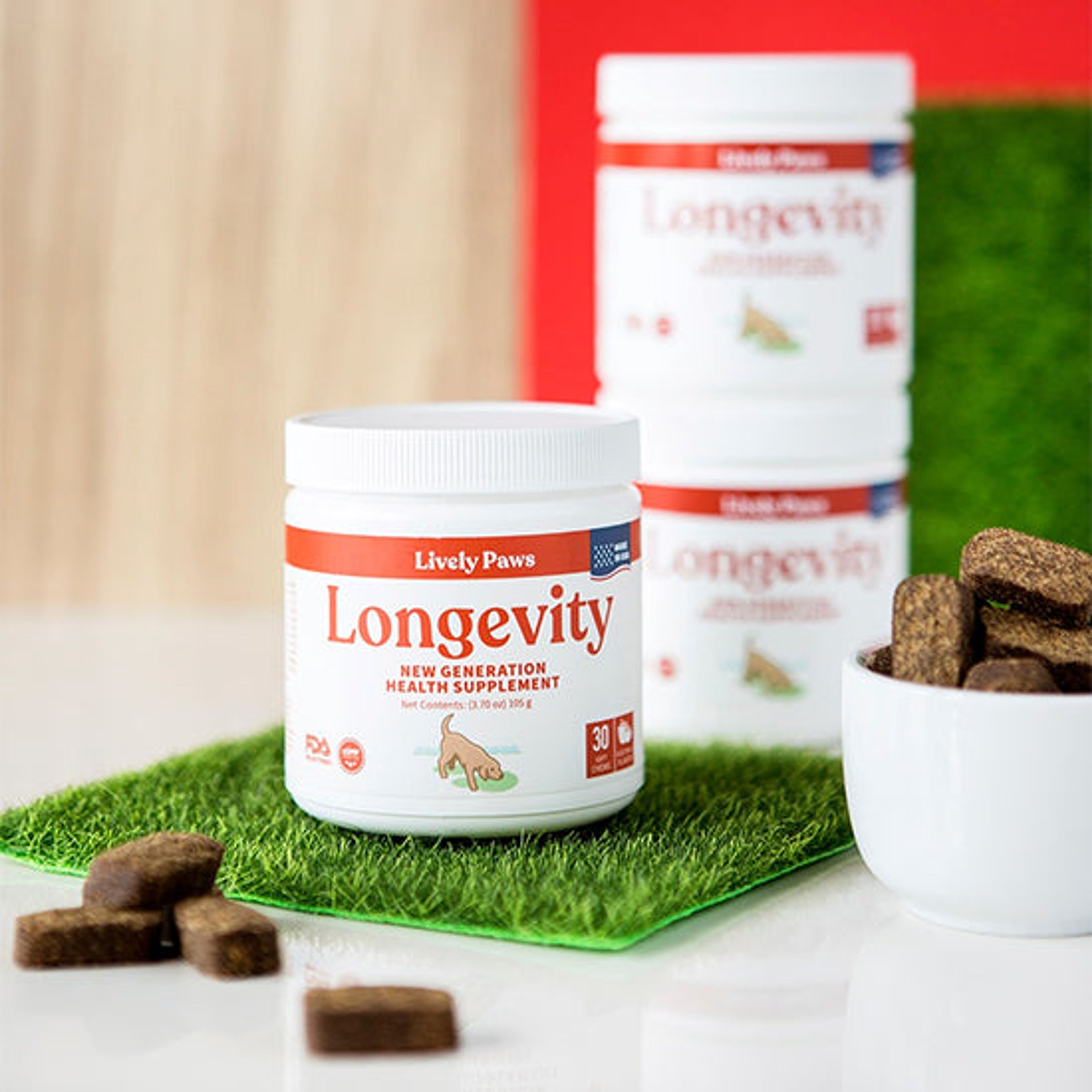 Lively Paws Longevity MultiVitamin Soft Chew for Dogs-Over 20 Vitamins & Minerals Per 1 Soft Chew