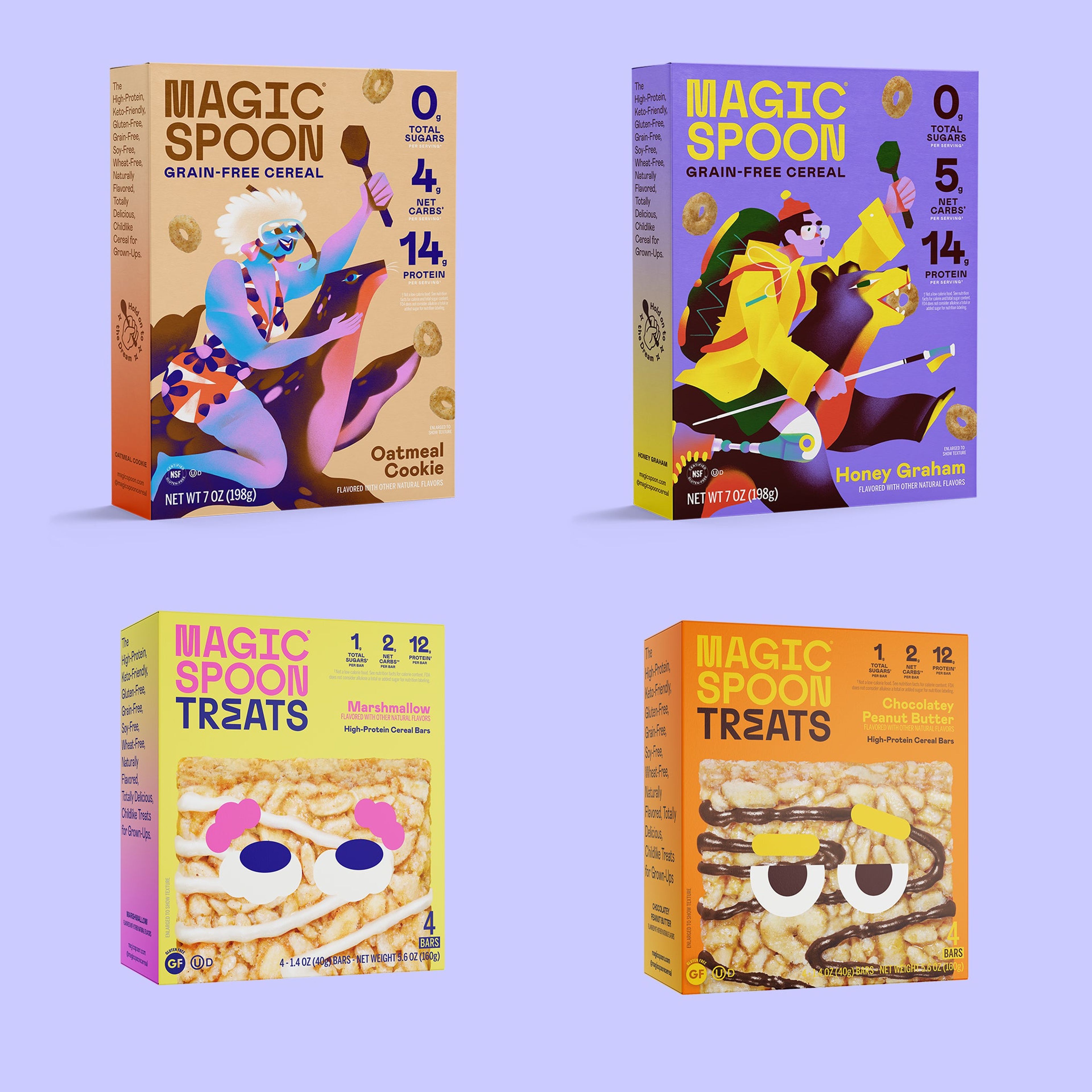 BAKERY TREATS SET - 8 cereal treats (2 boxes) + 2 boxes of cereal