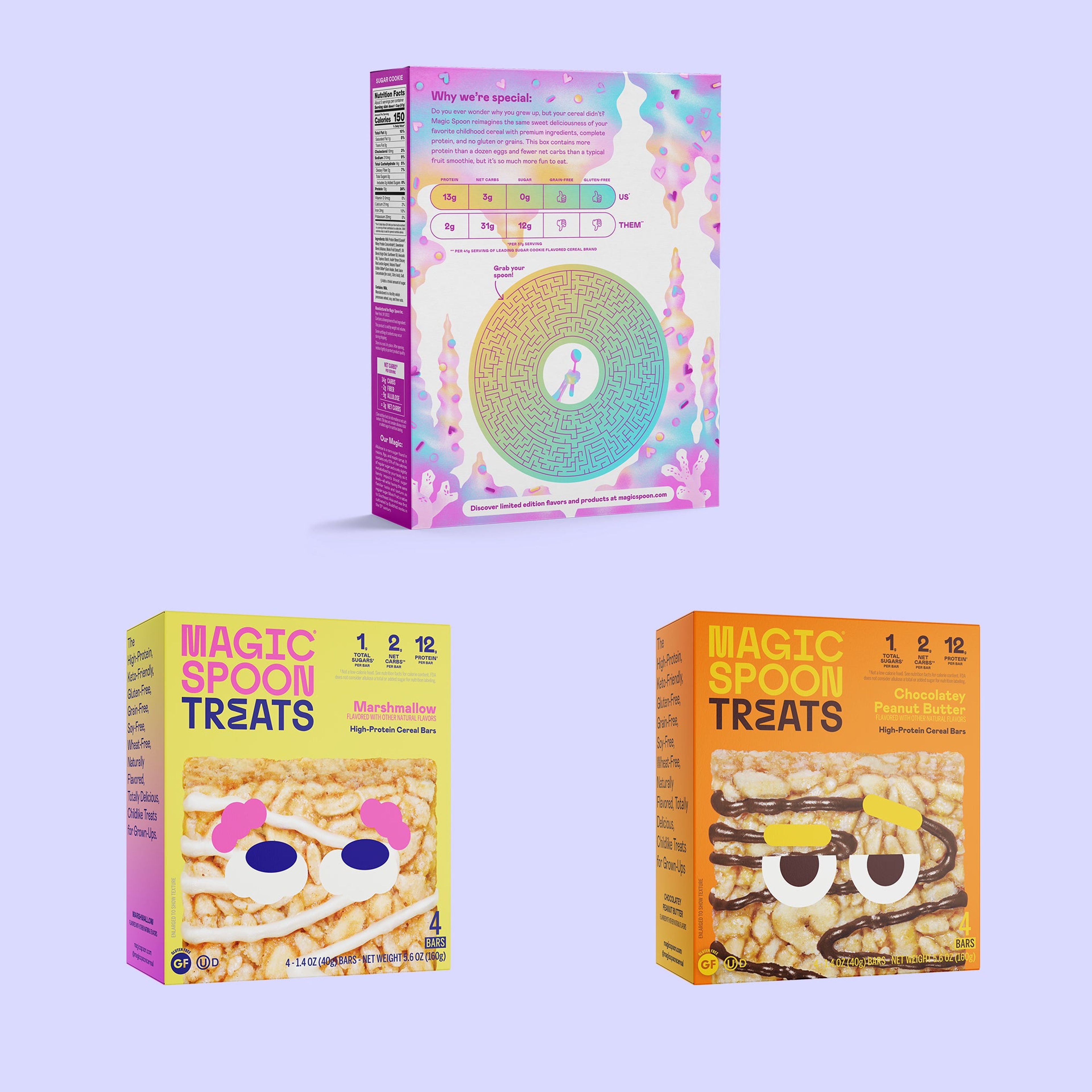 Holiday Treats Pack  - 8 cereal treats (2 boxes) + 2 boxes of cereal