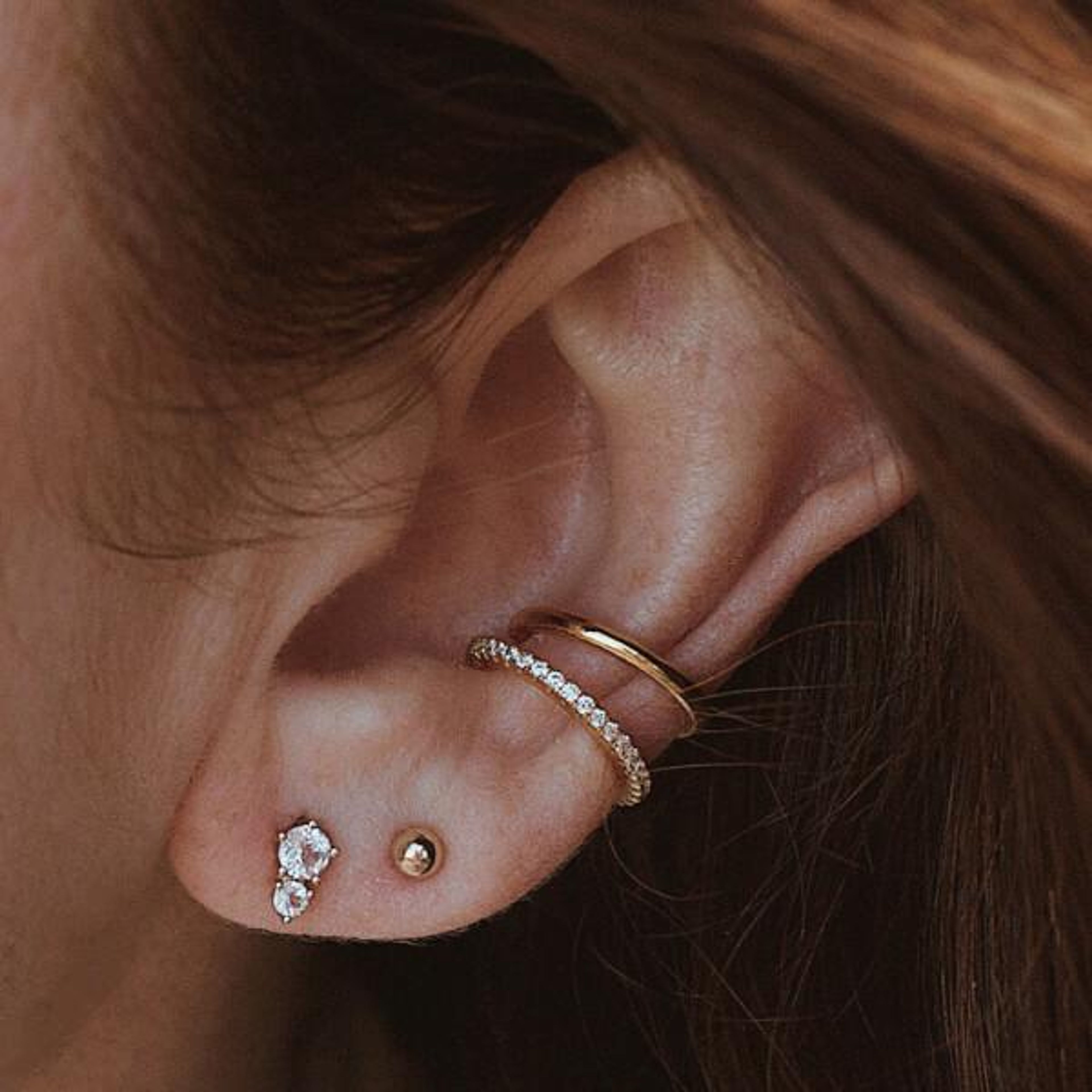 Gaia Crystal Ball Back Earrings in 14k Gold