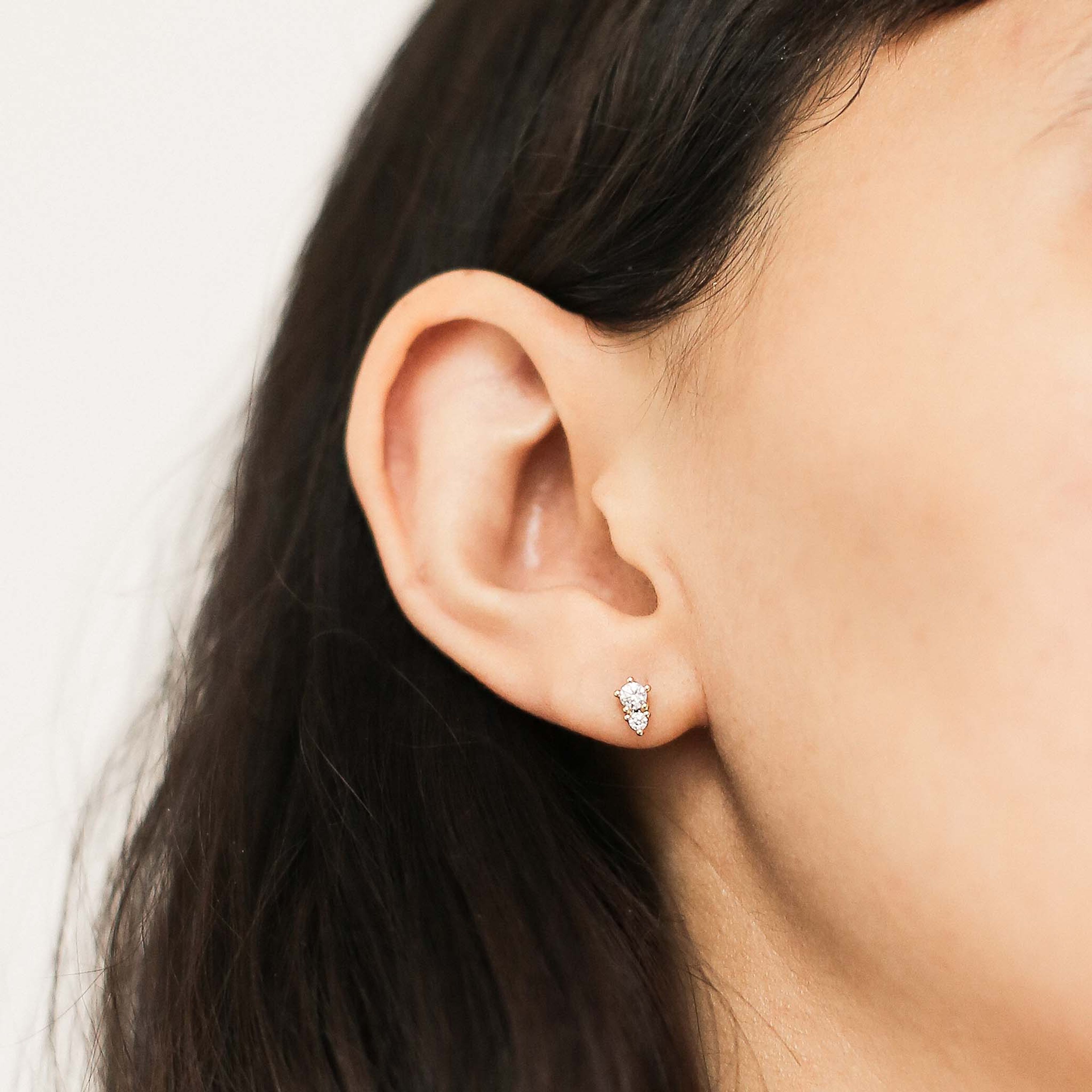 Gaia Crystal Ball Back Earrings in 14k Gold