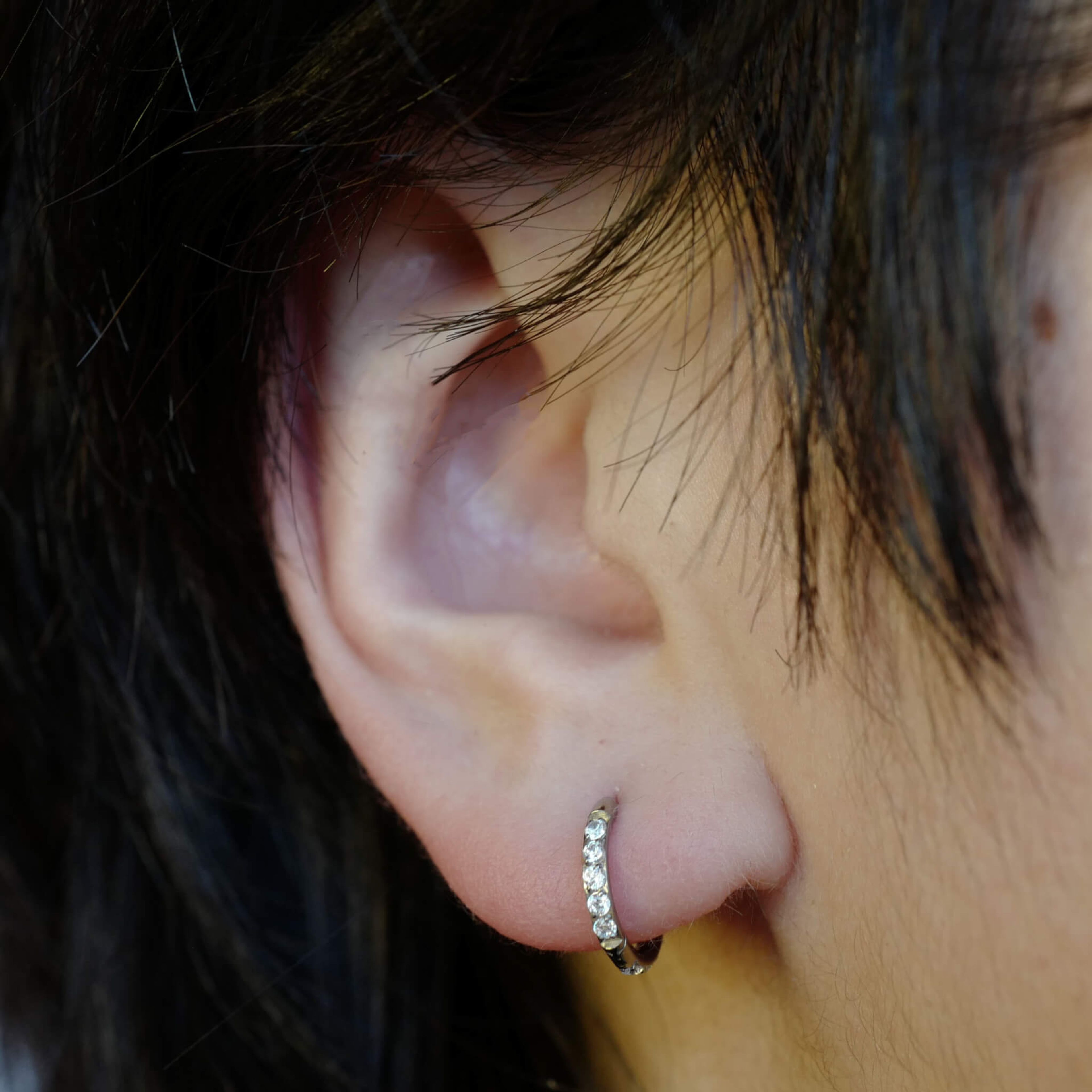 Mini Eternity Hoop Earrings in Titanium
