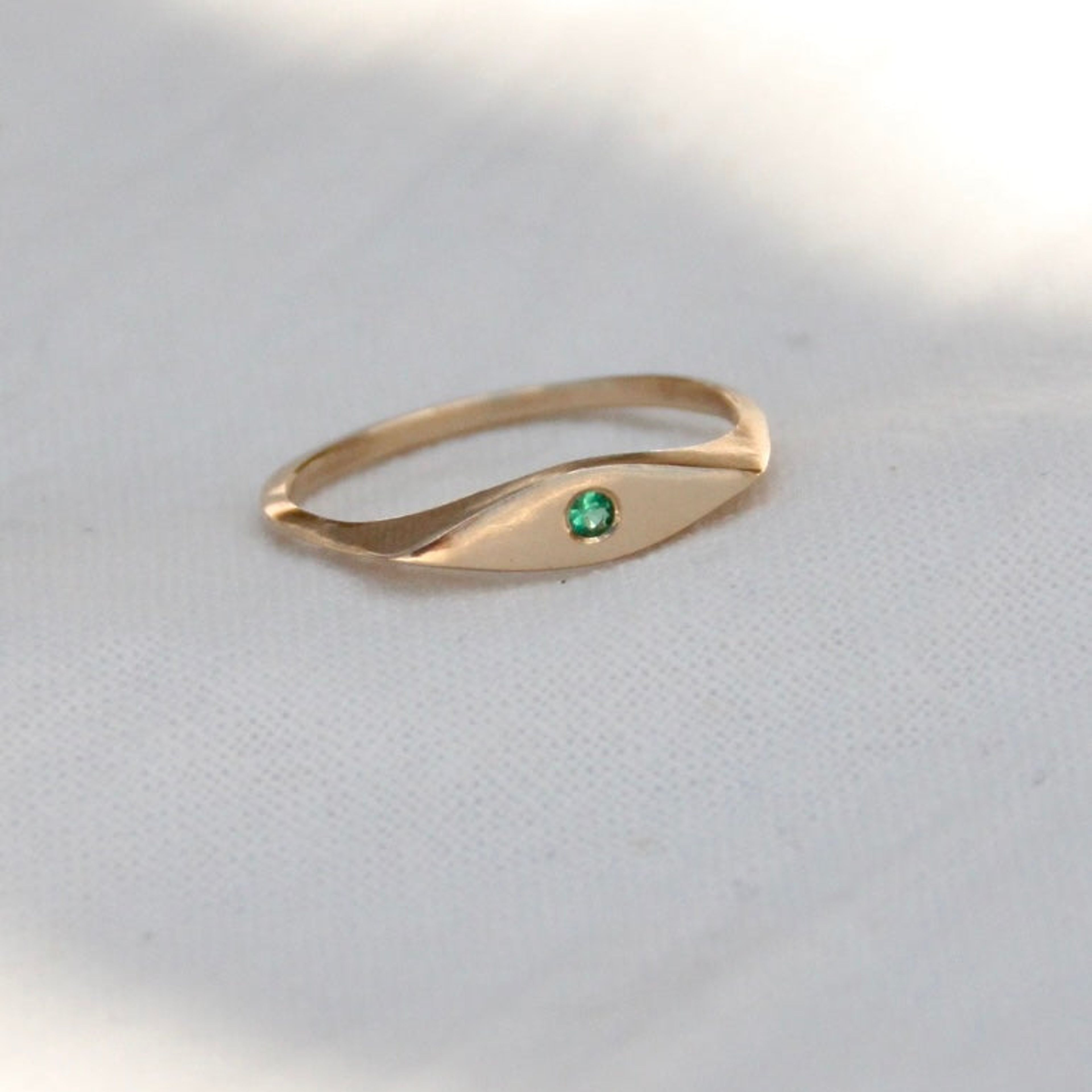 Emerald Eye Signet Ring