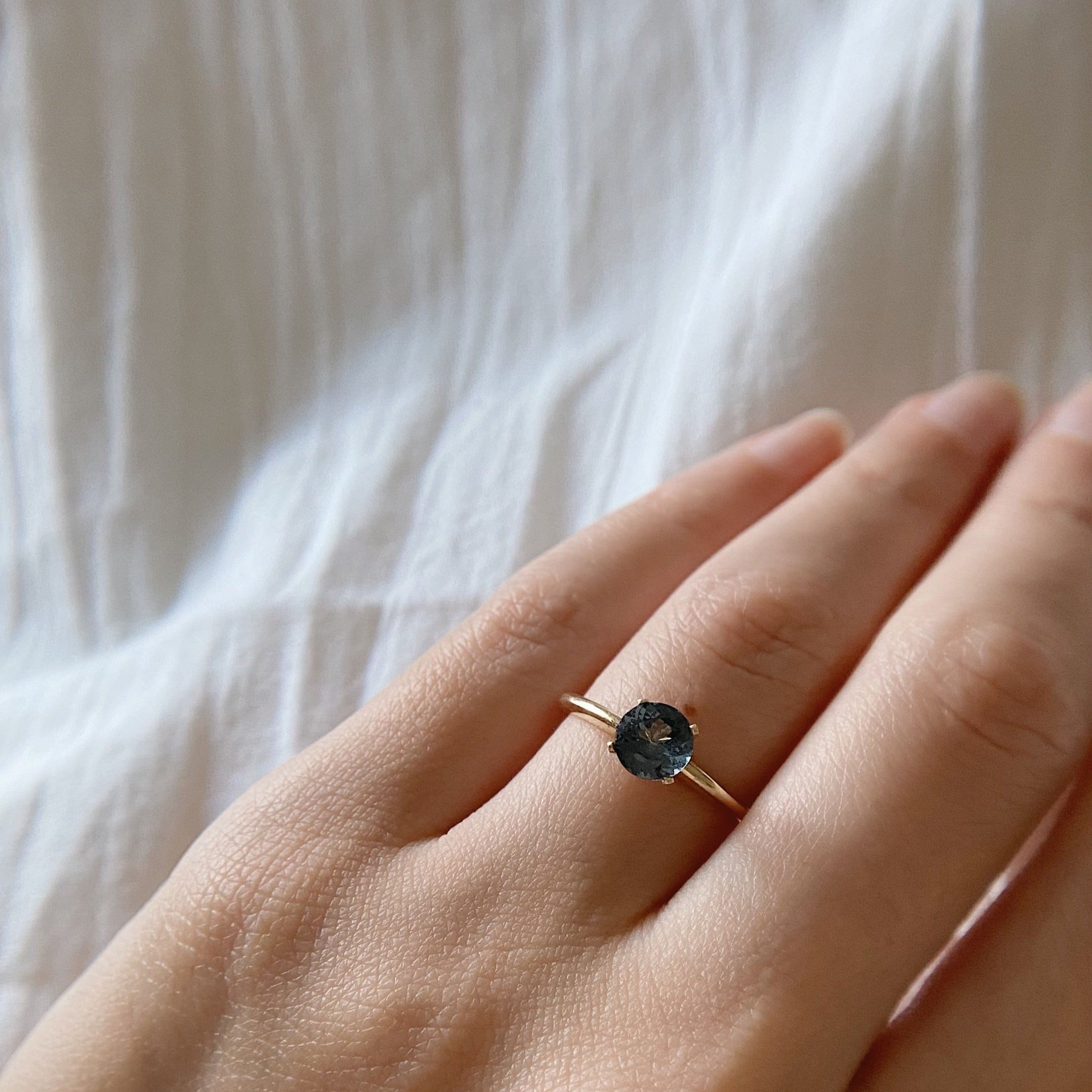 Gray Spinel Solitaire Ring