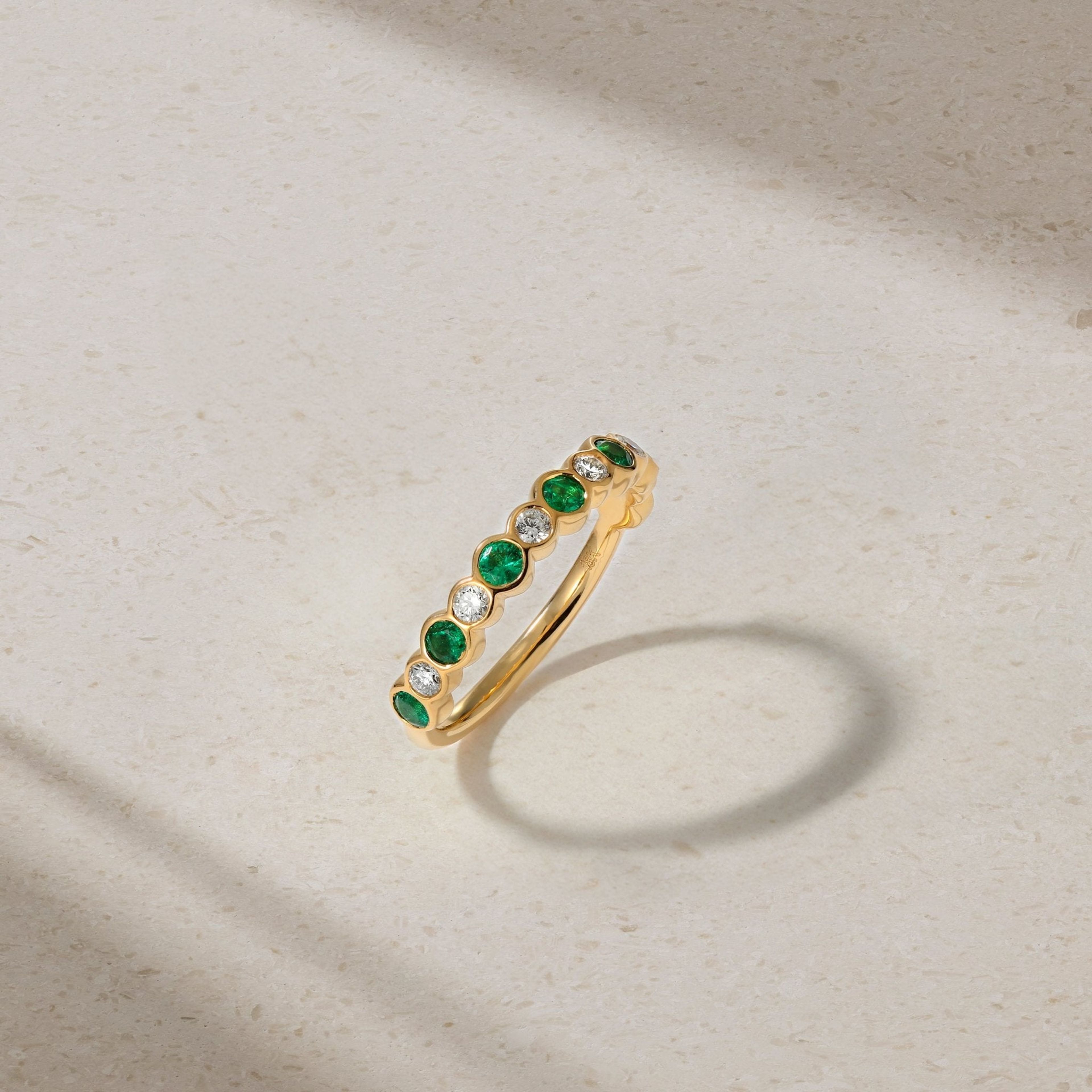 Bubbly Emerald and Diamond Ring
