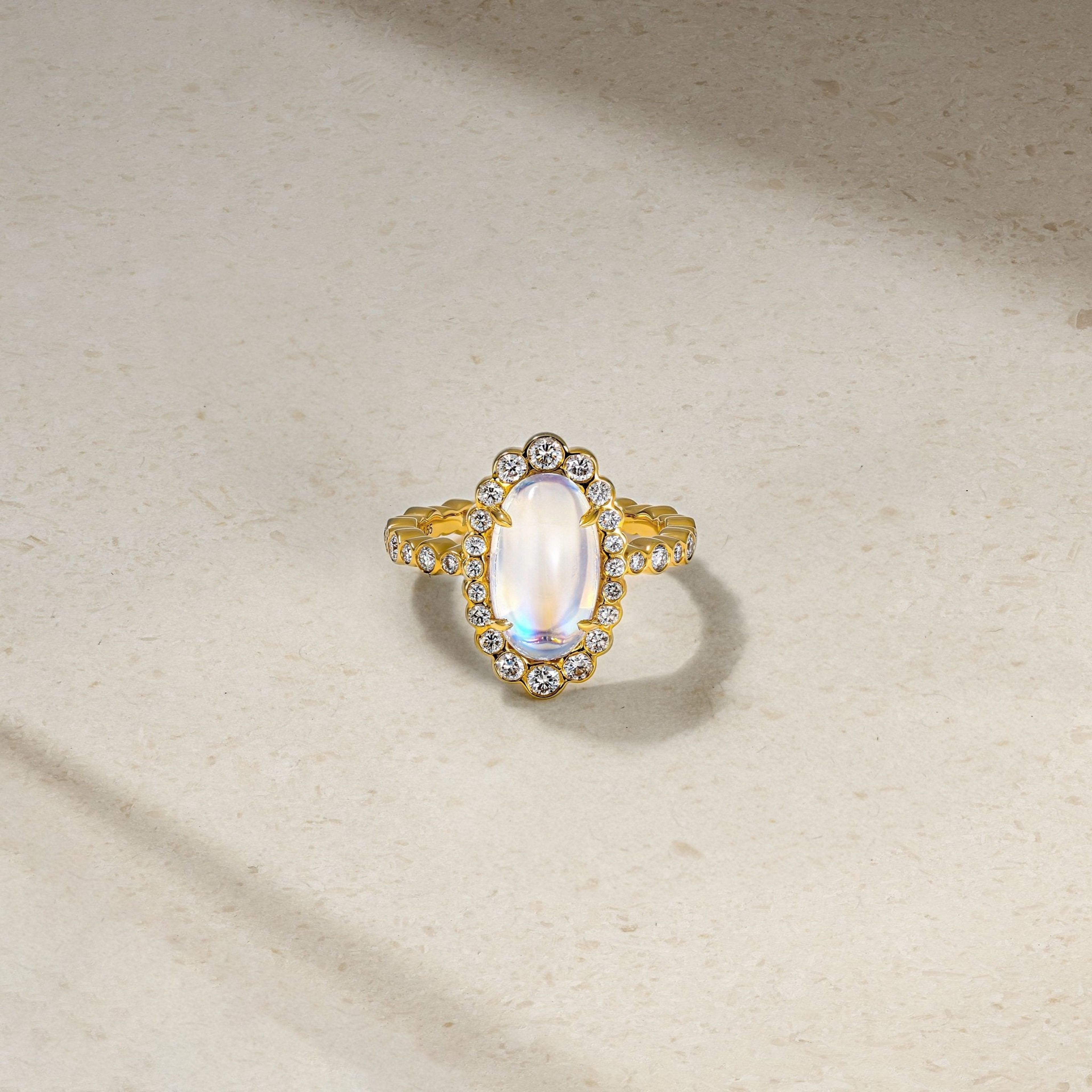 Bubbly One of a Kind Moonstone and Diamond Ring