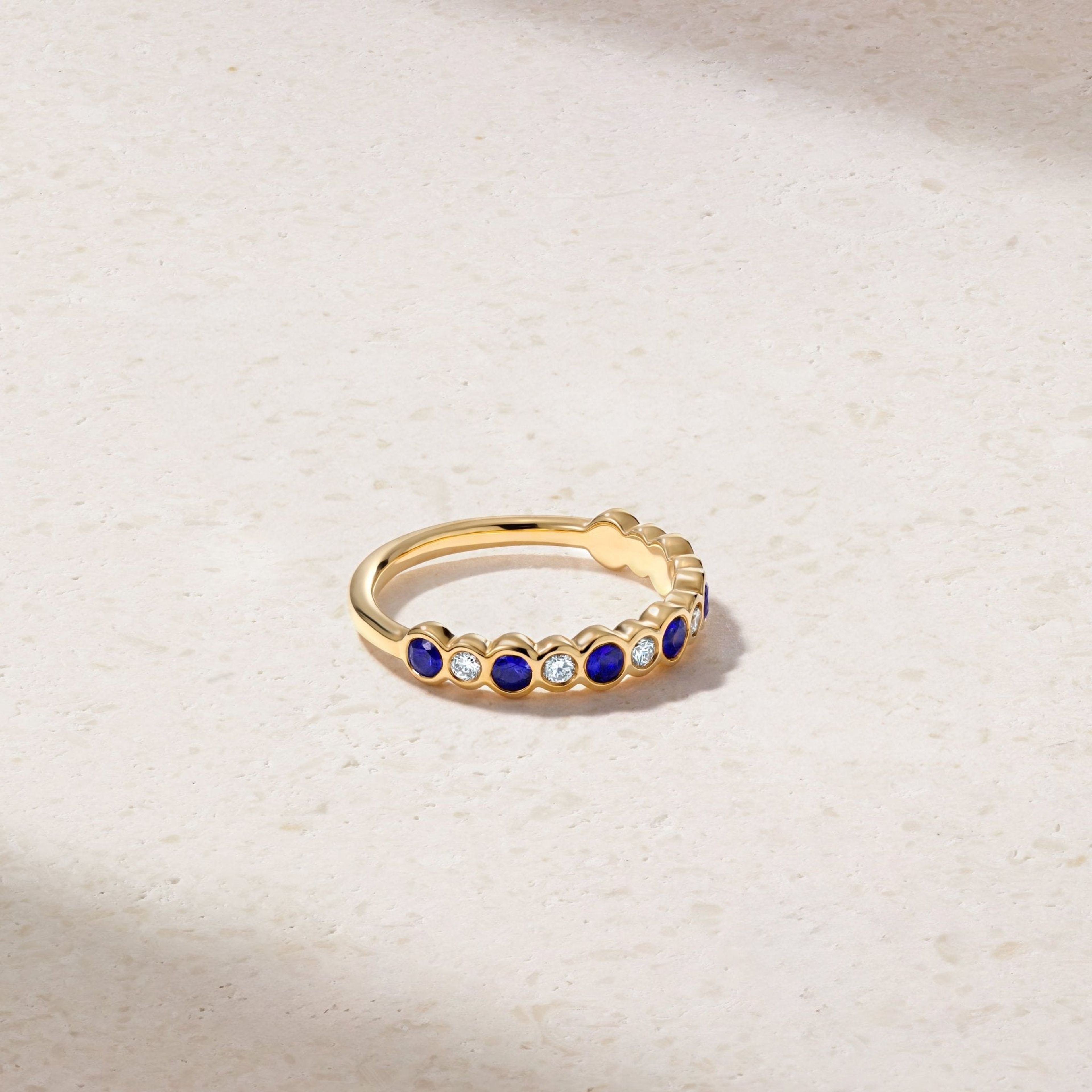 Bubbly Sapphire and Diamond Ring