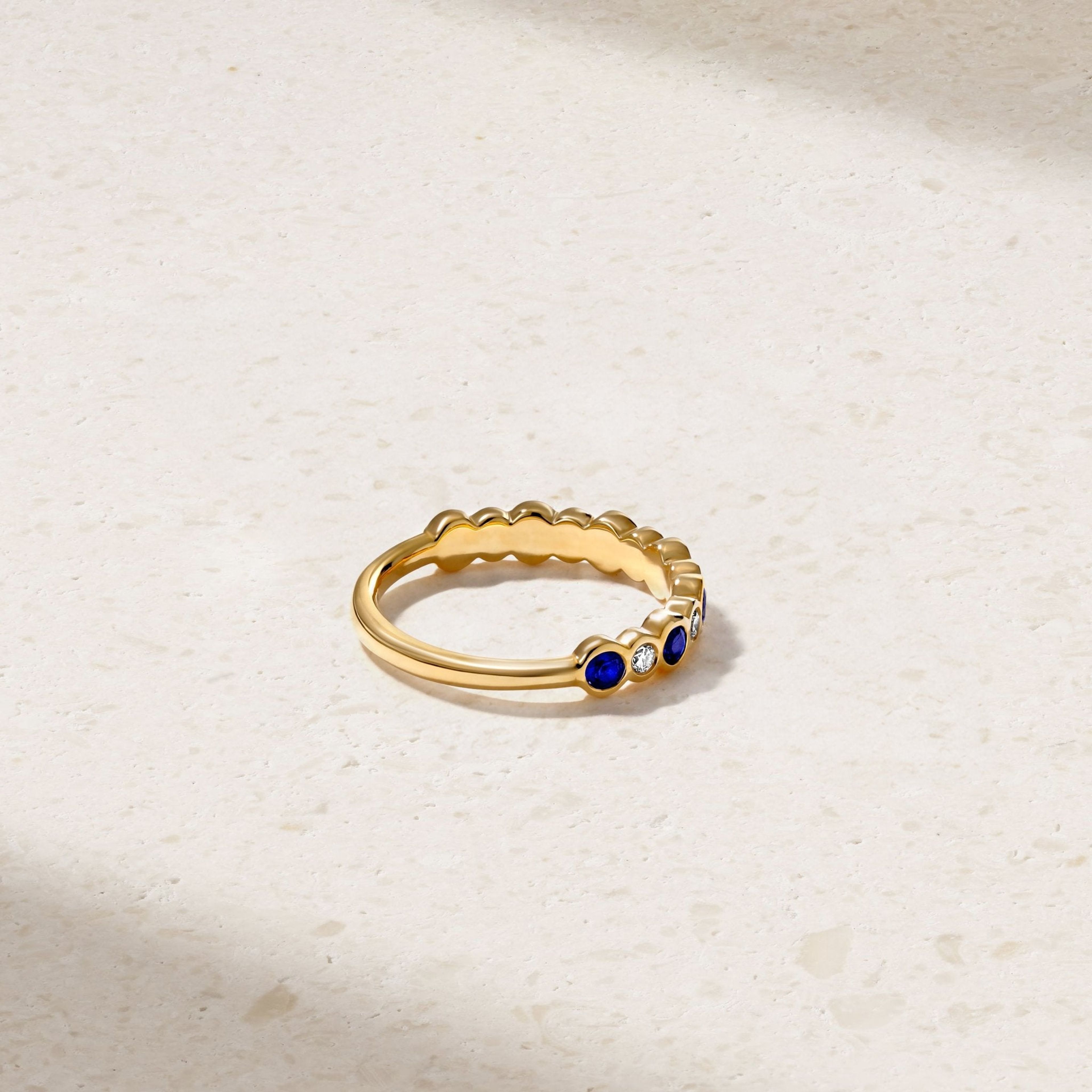 Bubbly Sapphire and Diamond Ring