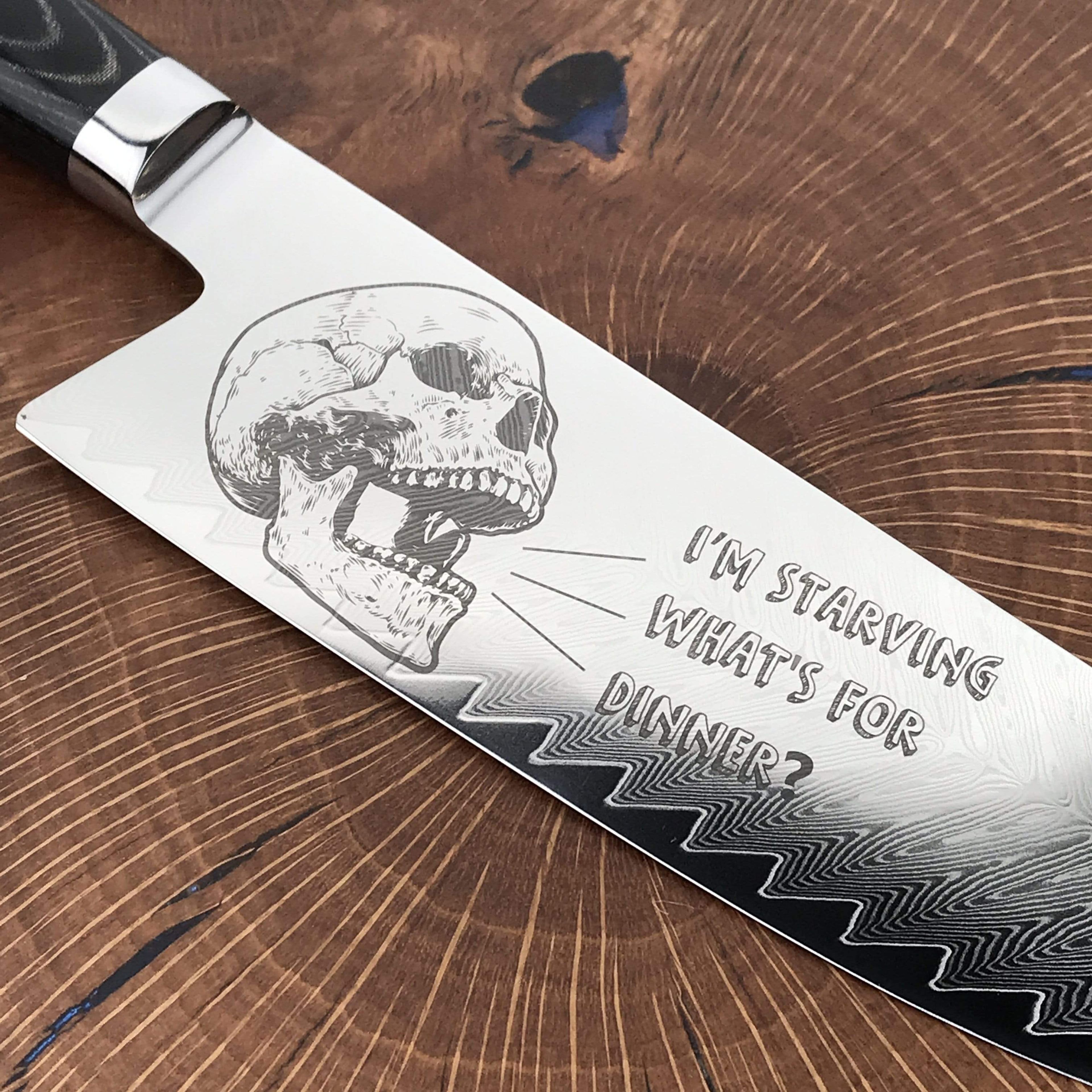 DAMASCUS Bowie Chef Engraved Series