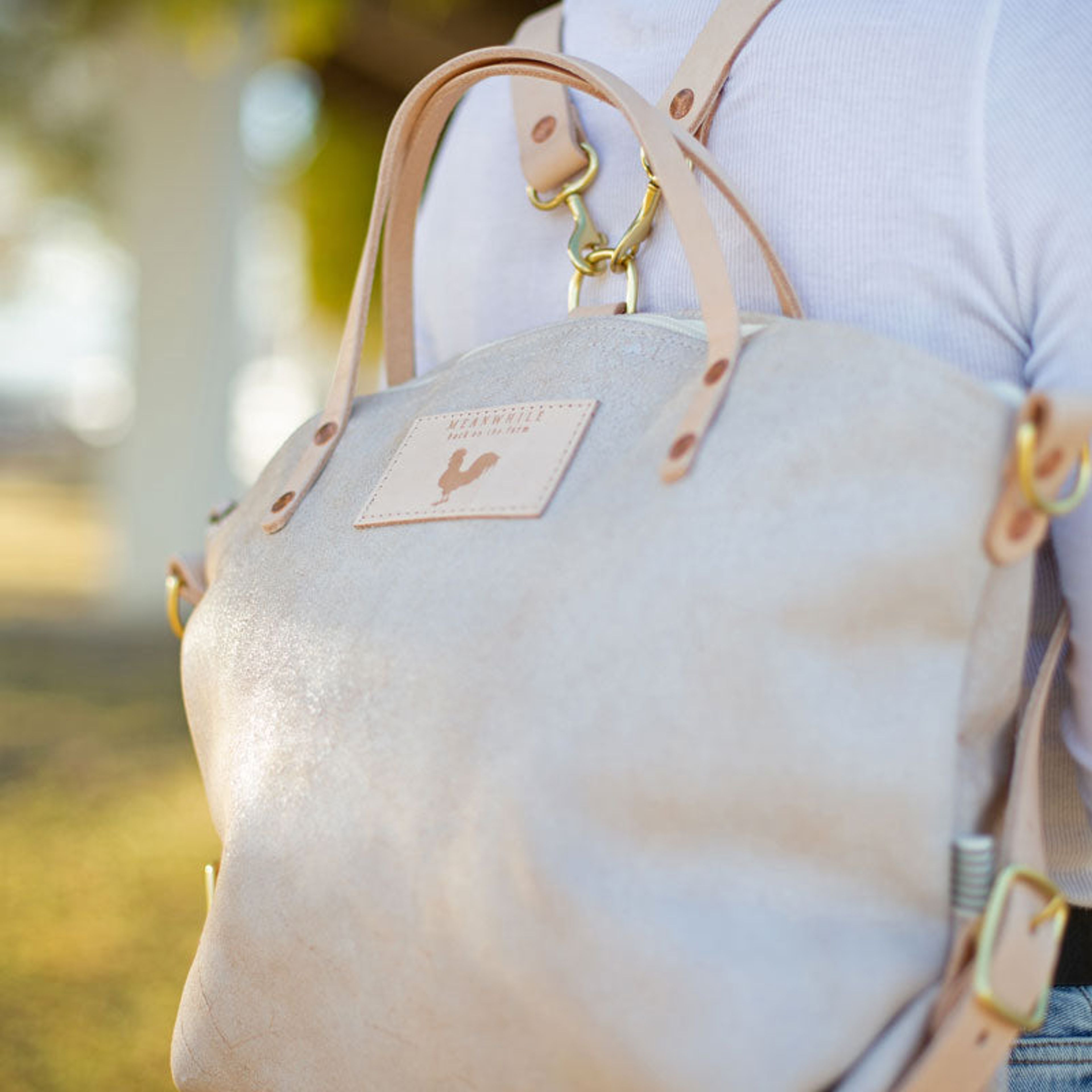 Birch White Leather Convertible Backpack 2.0