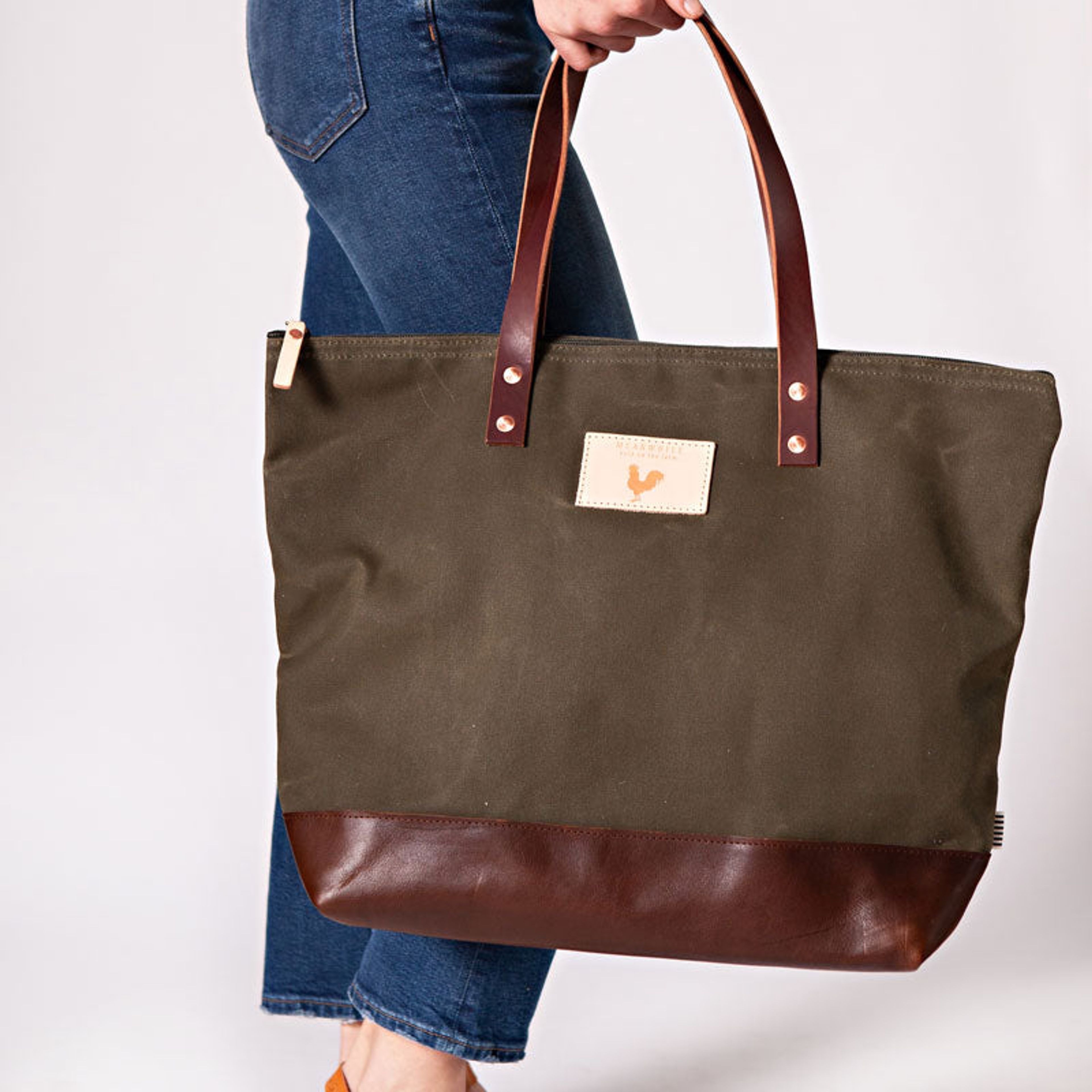 Olive Waxed Canvas Adventure Tote