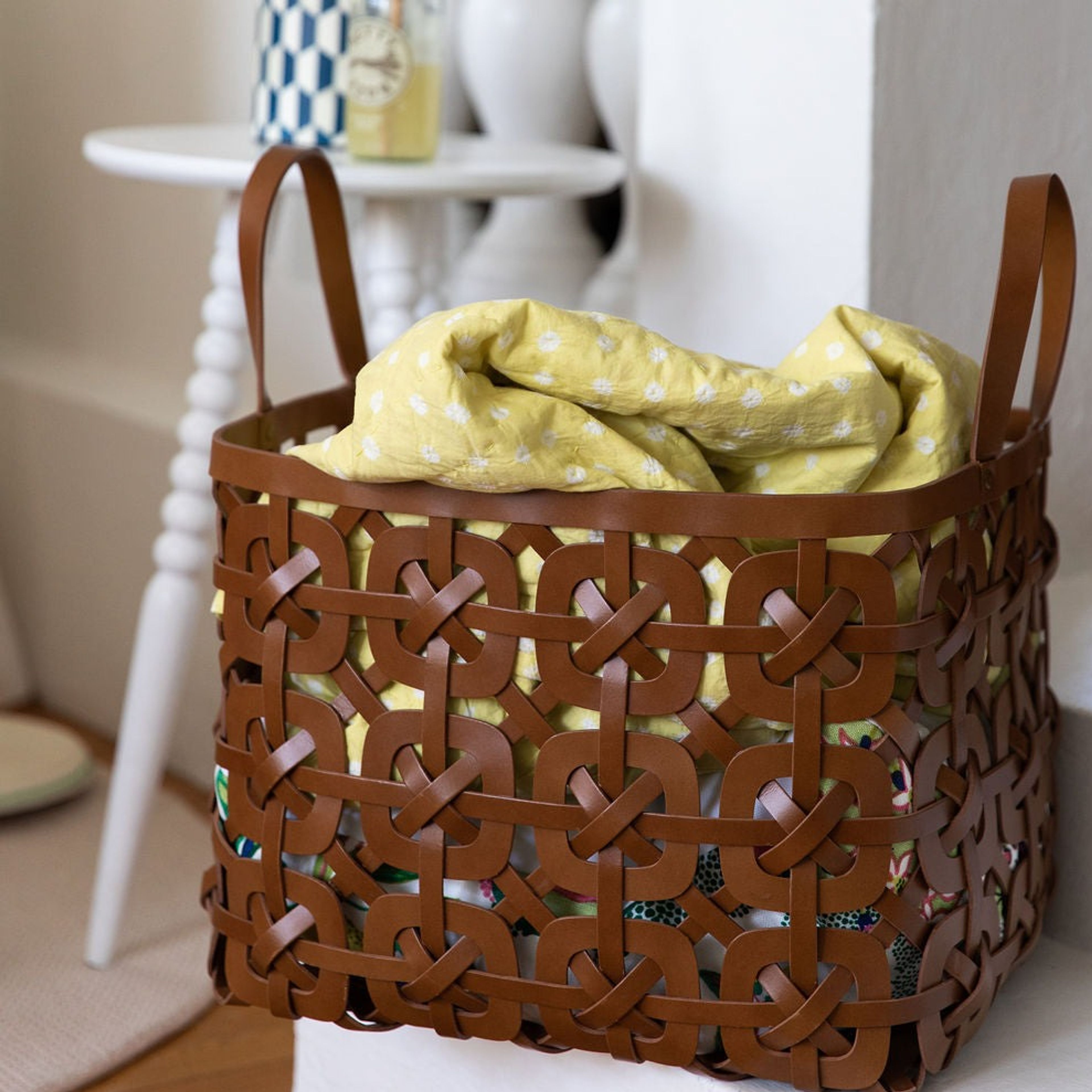 Inherent Recycled Leather Weaving Basket