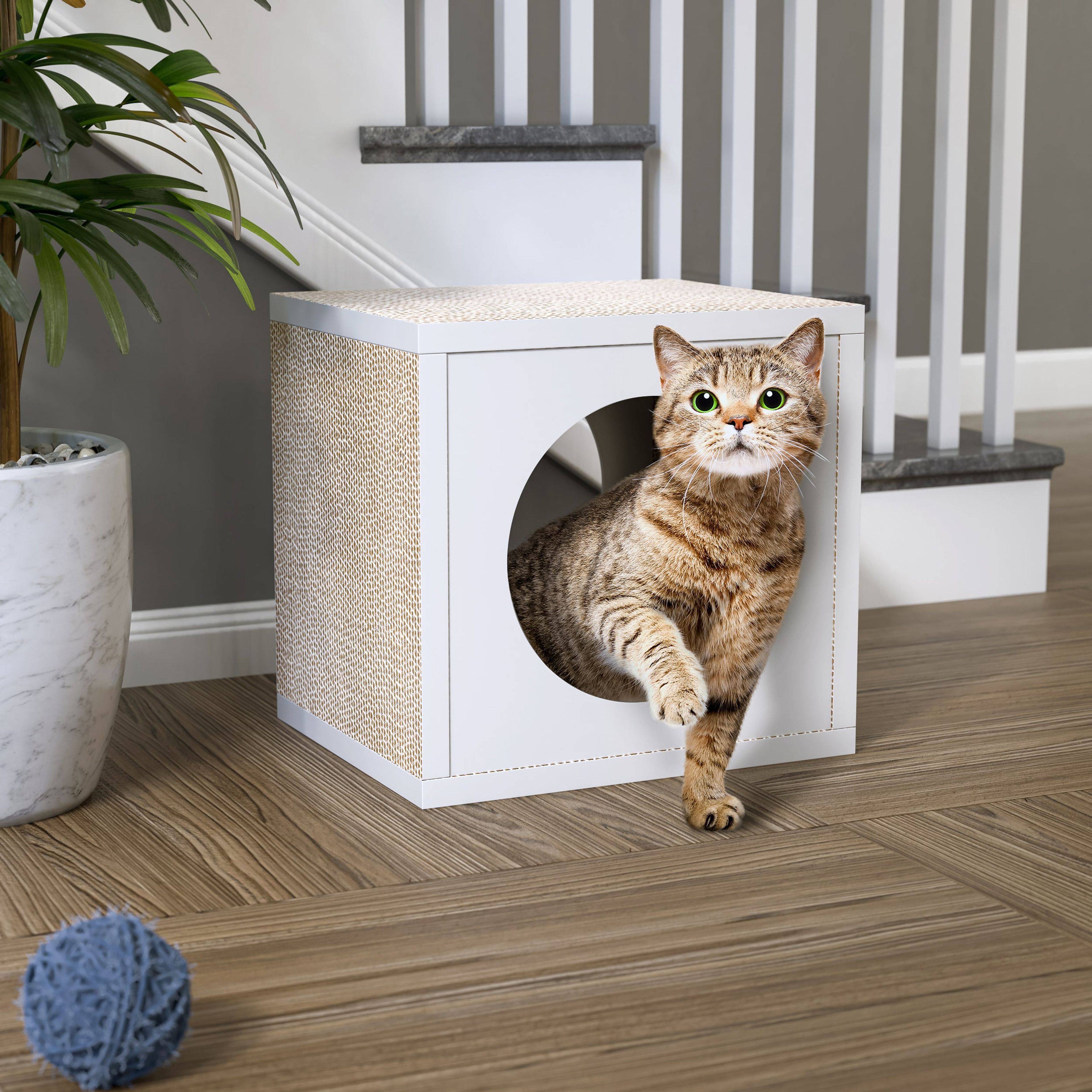 Katsquare Cube Scratching Post, White (New Color)