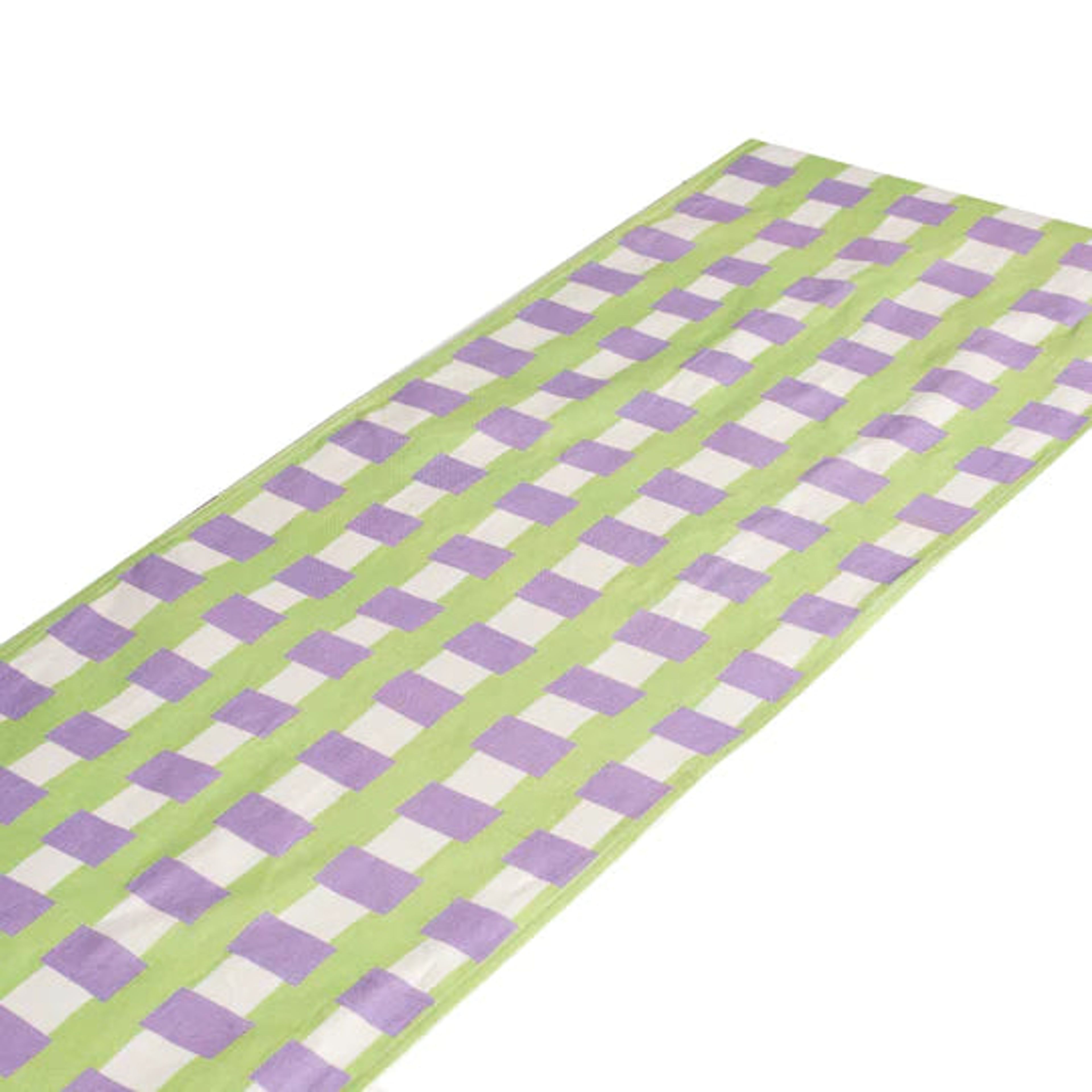 Grid Linen Runner in Purple/Green