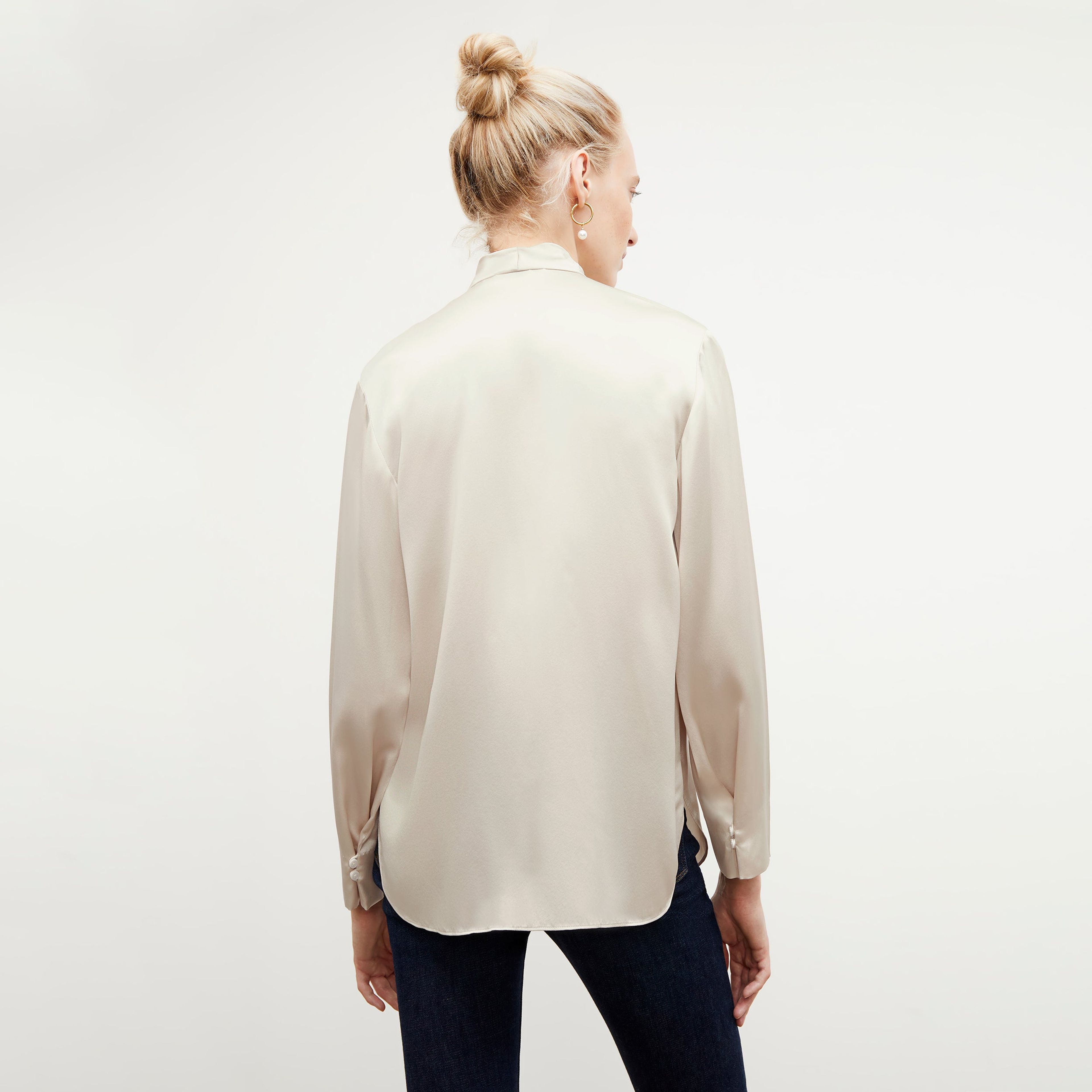 Darcy Top - Washable Silk Charmeuse :: Pearl