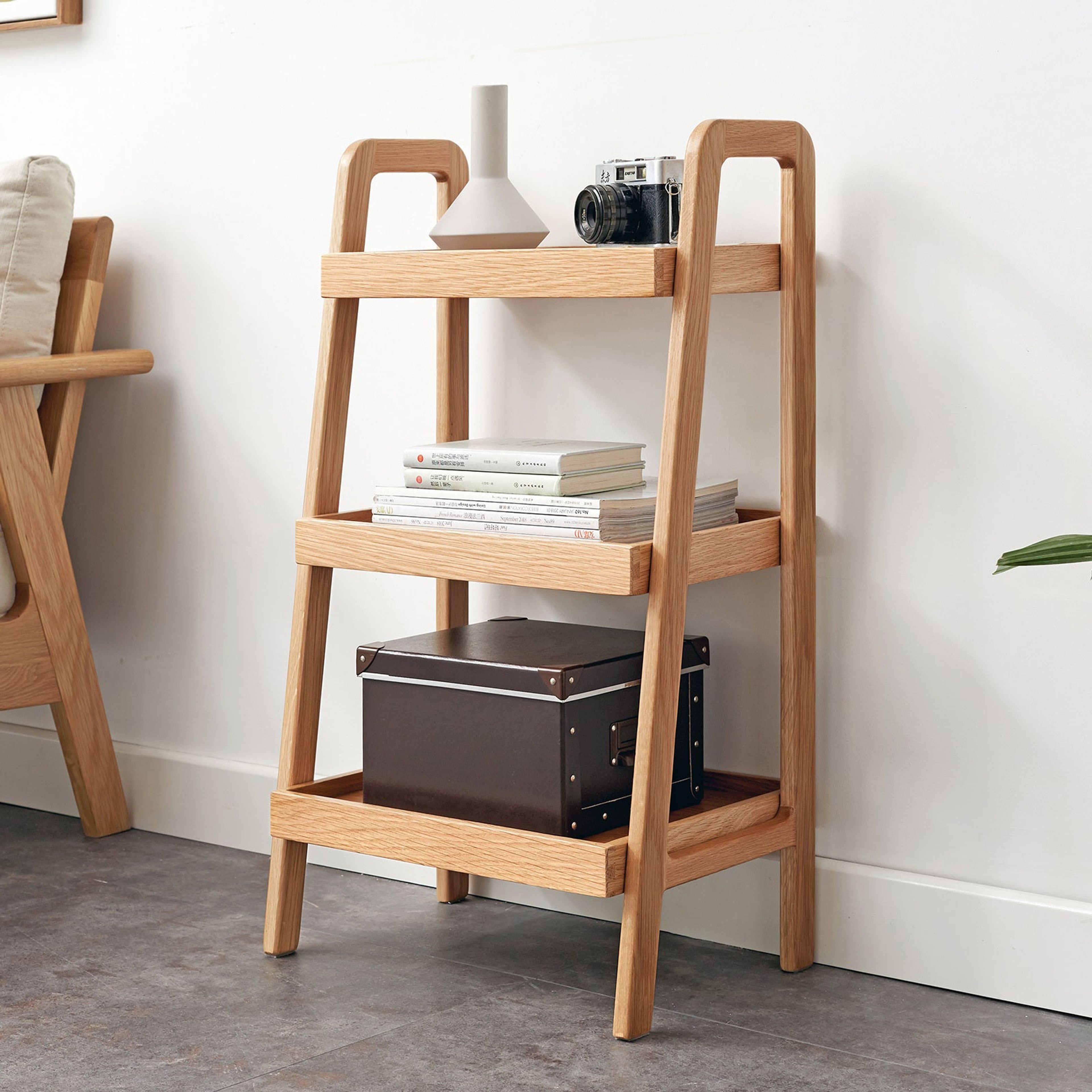 3-Tier Danish Modern Storage Rack: Premium Oak Organizer for Entryway & Living Room