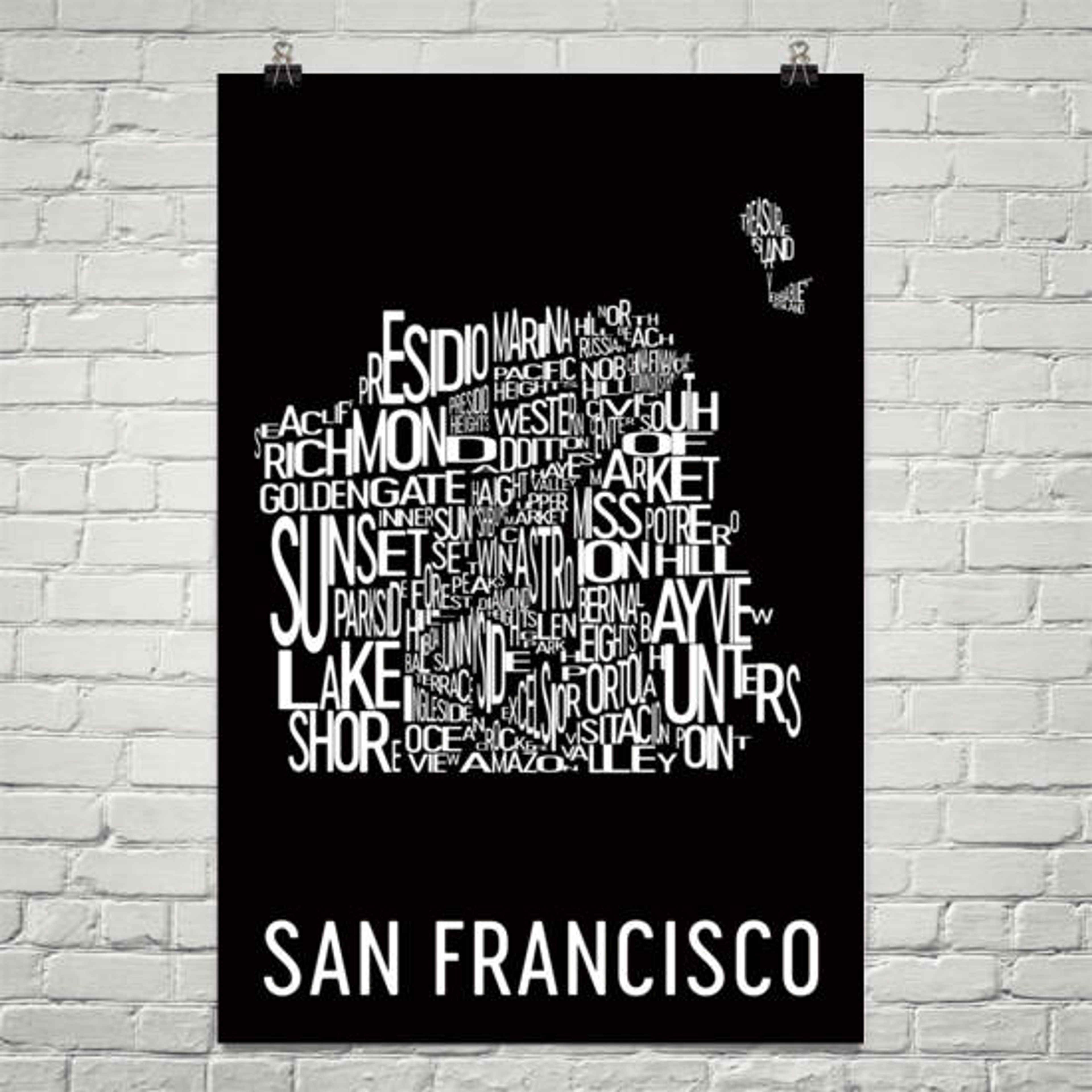 San Francisco Neighborhood Typography Prints – Modern Map Art