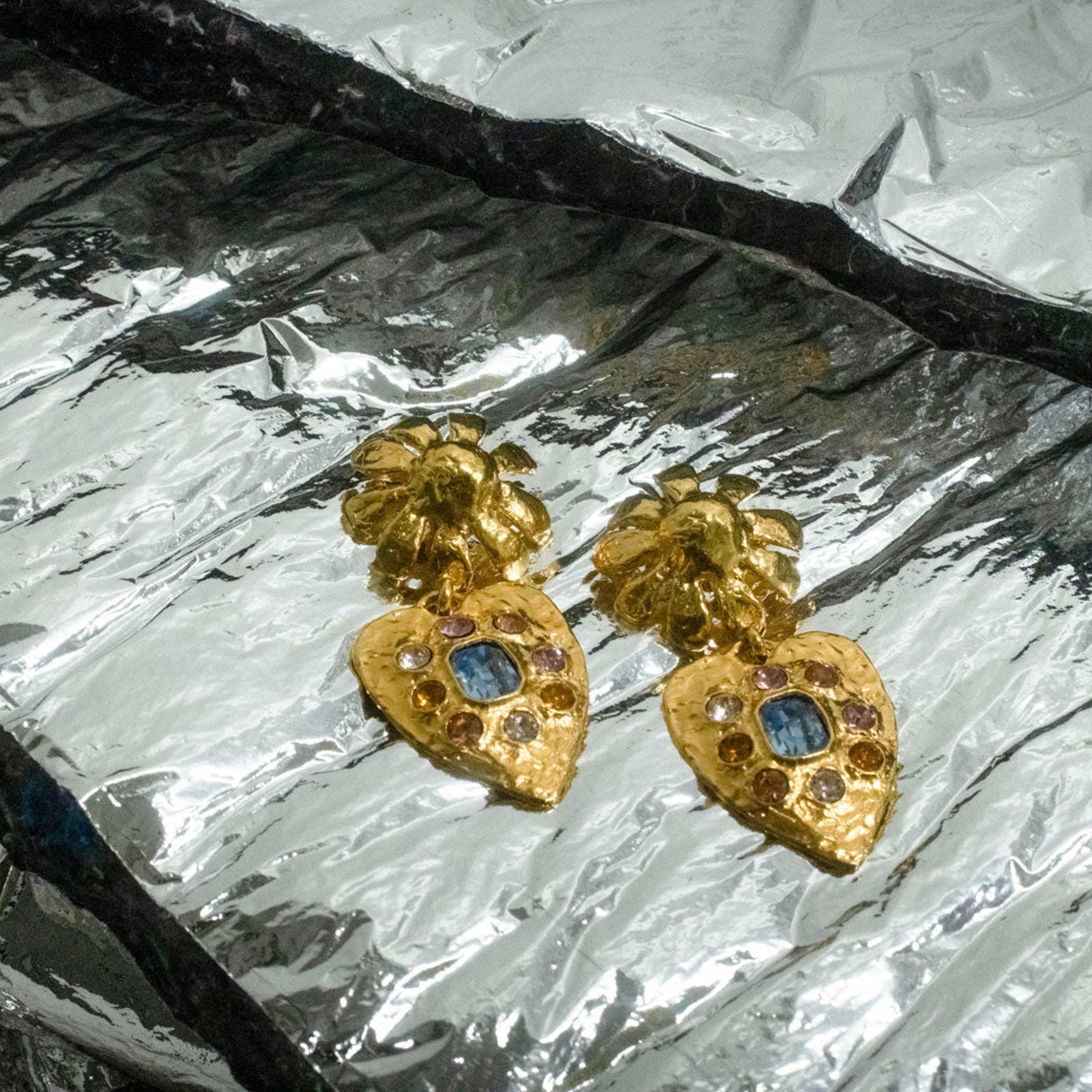 Tropicana Earrings in Gold - Light Blue