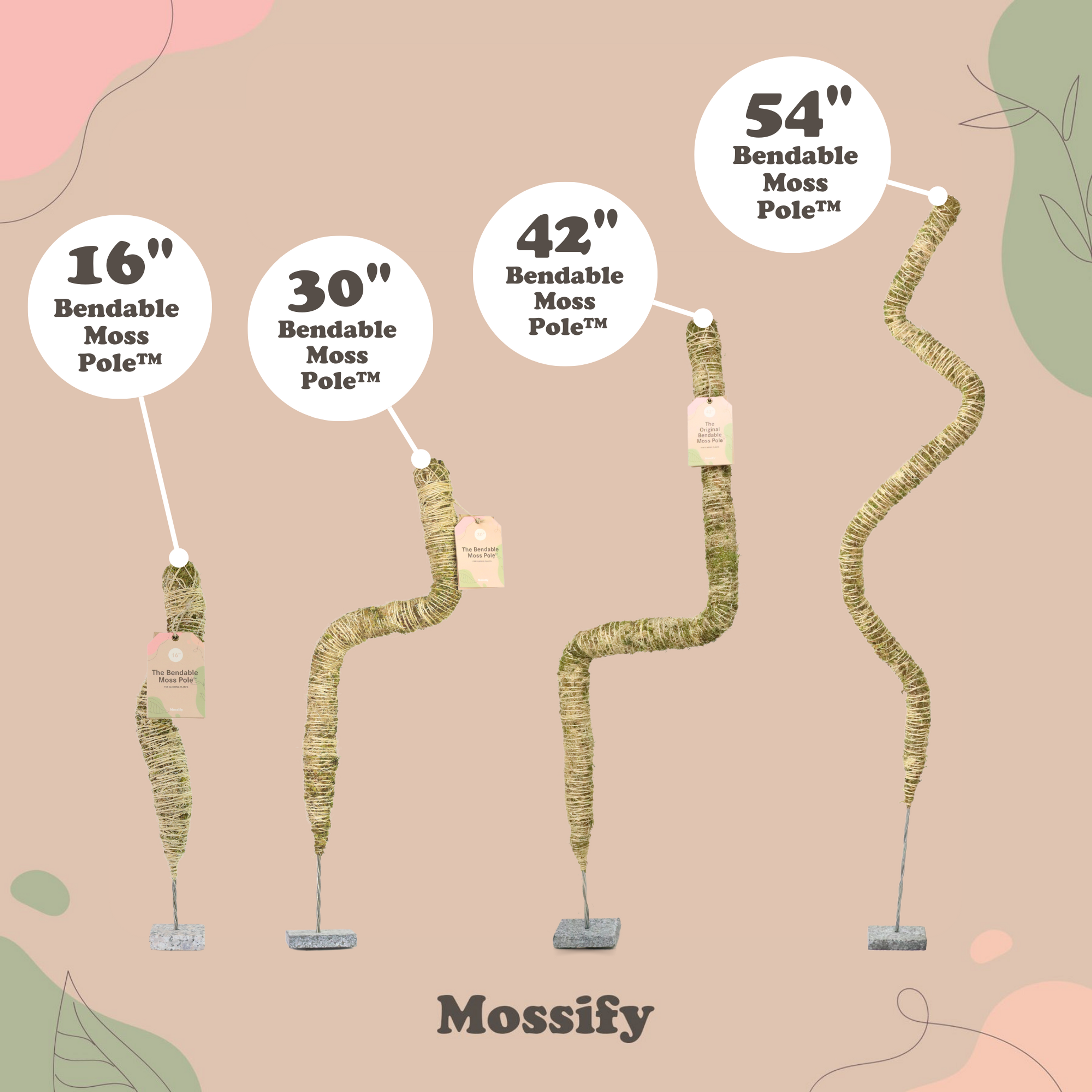 The Original Bendable Moss Pole - Best Seller (Pins Included)