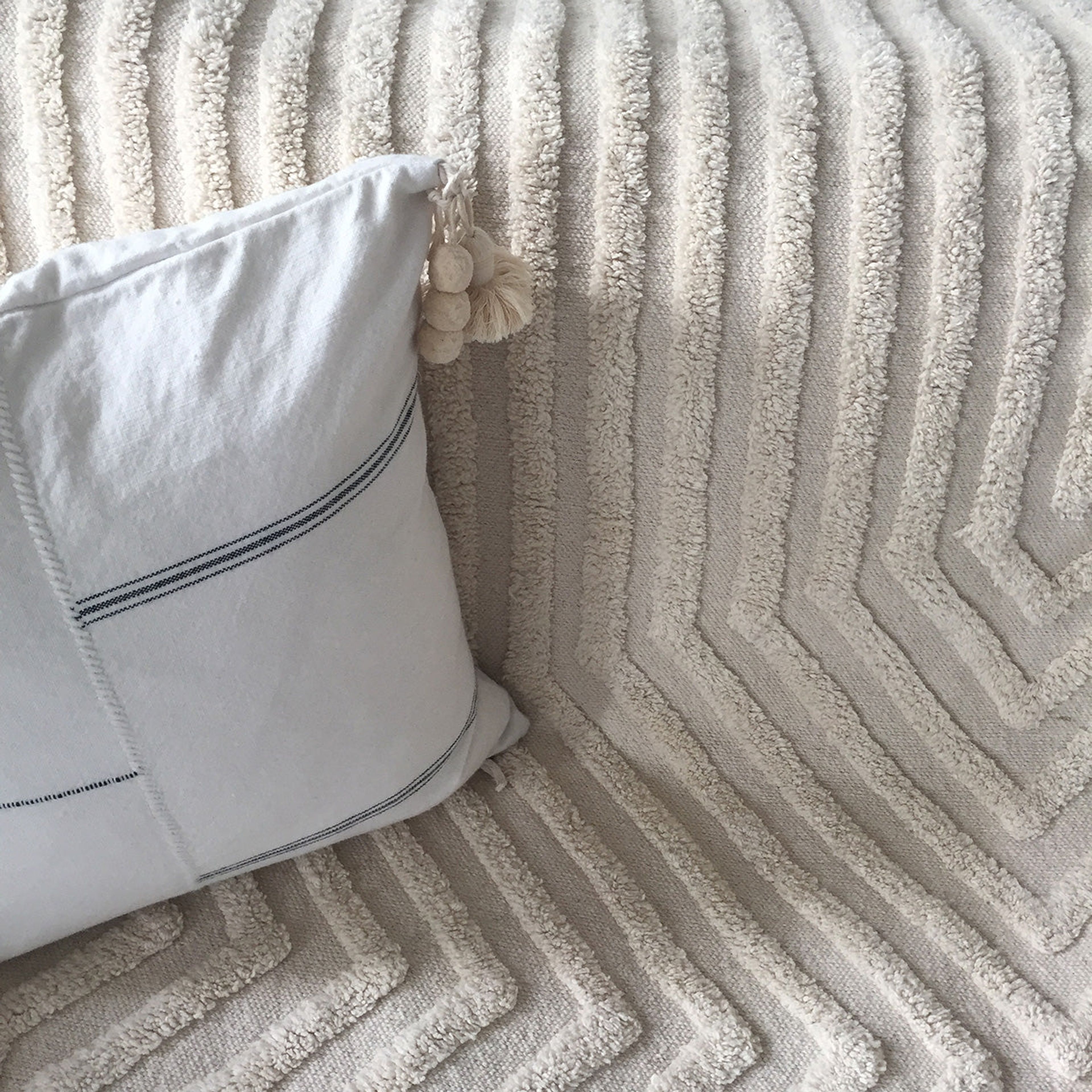 Handloomed Offset Stripe Pillow - 18" Square