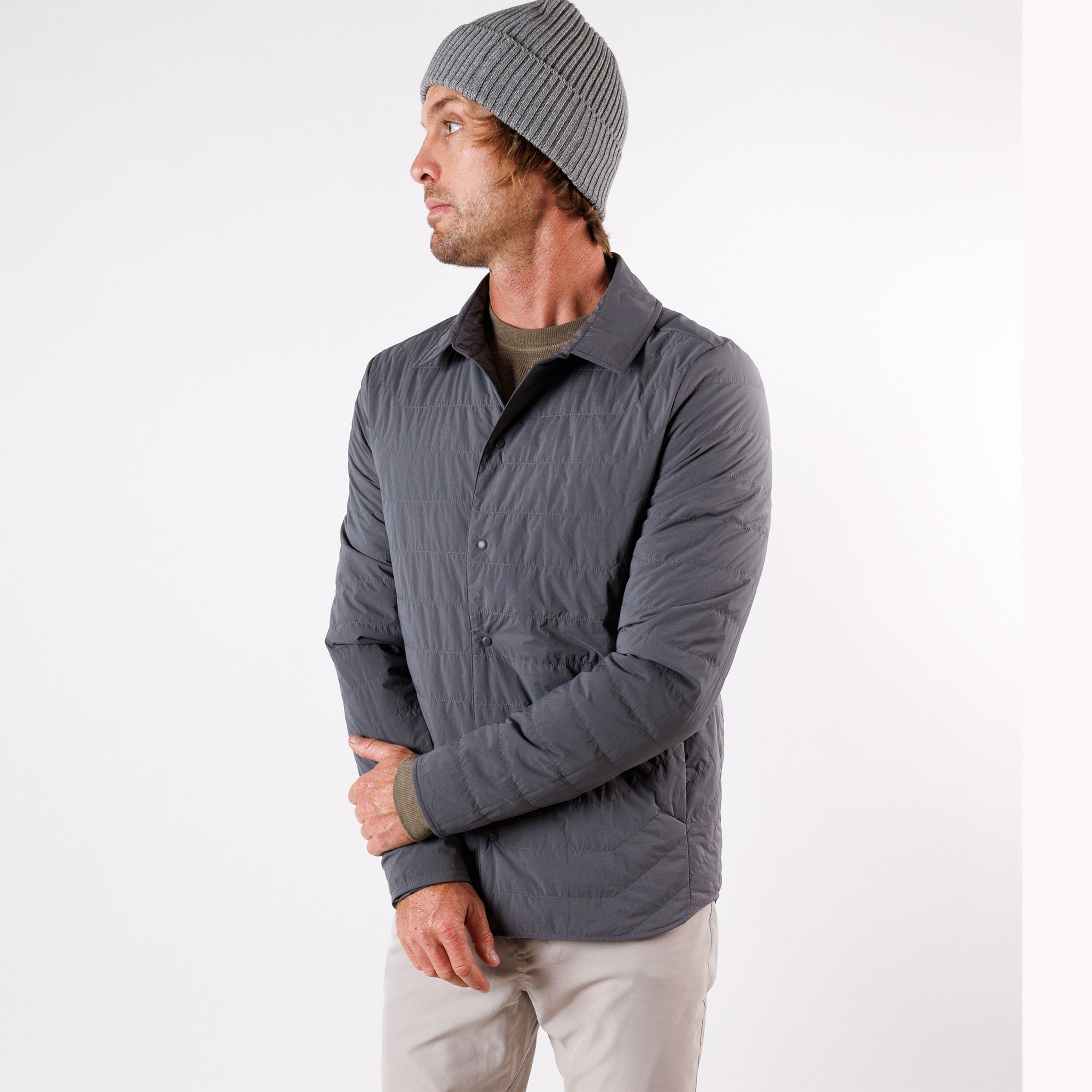 Reversible Insulated Shirt Jacket in Slate